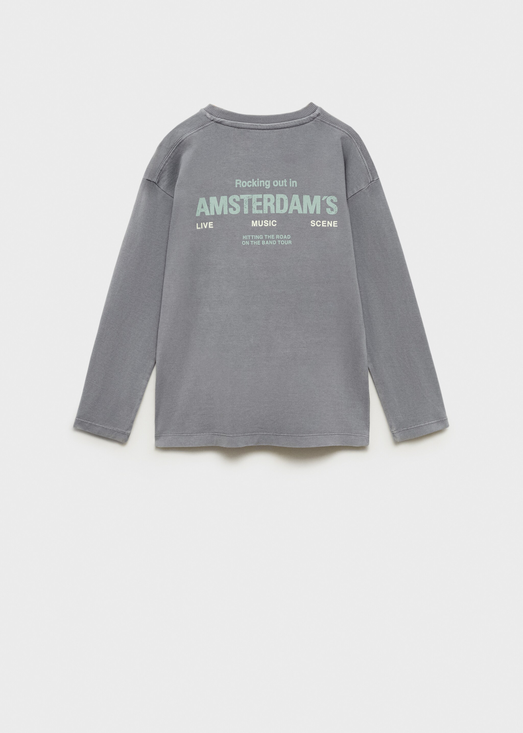 Washed-effect cotton t-shirt - Reverse of the article, Charcoal. Ref: 87030643-00.