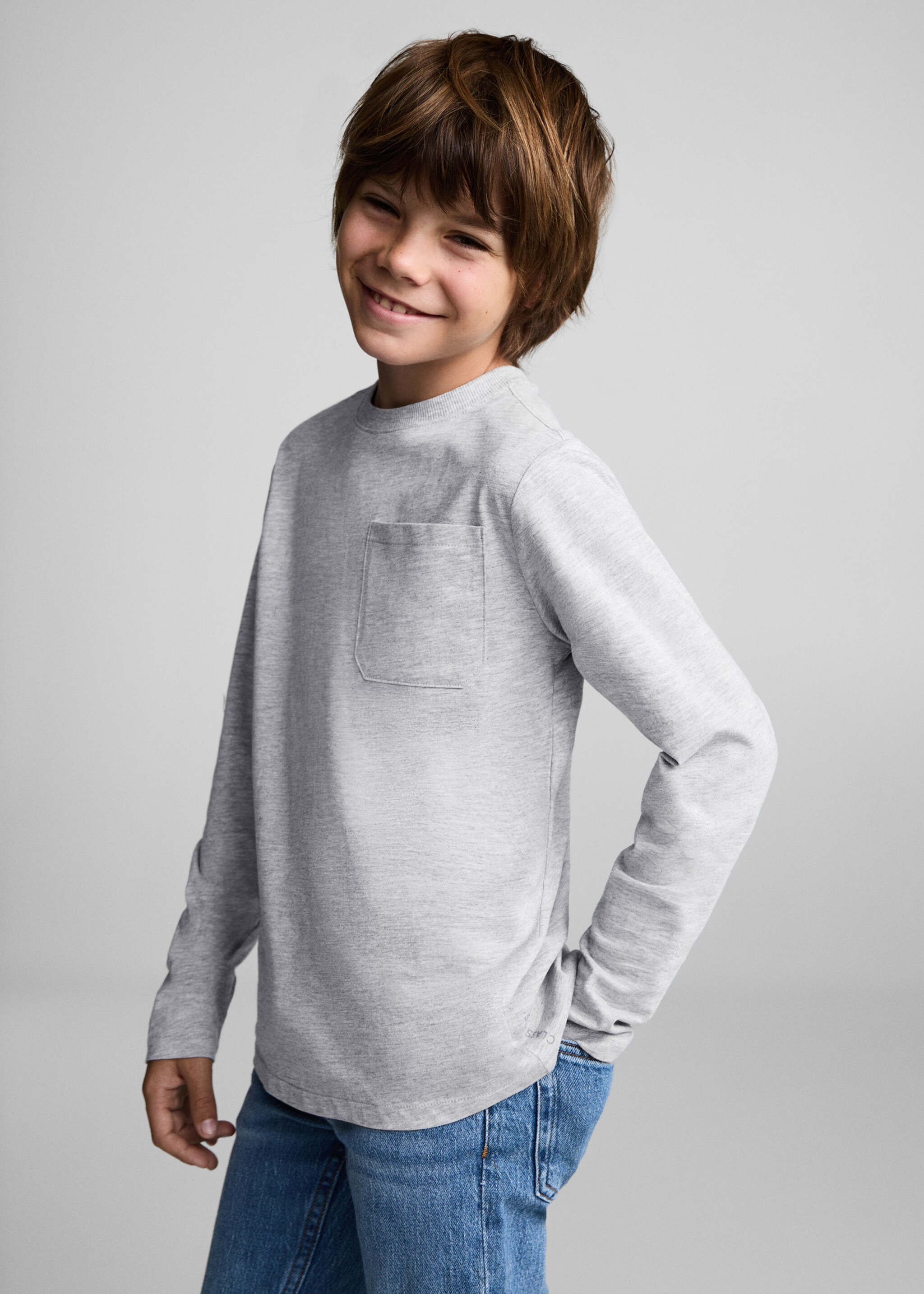 Basic T-Shirt - Mittlere Ansicht, Mittelgrau meliert. Ref: 87030649-00.