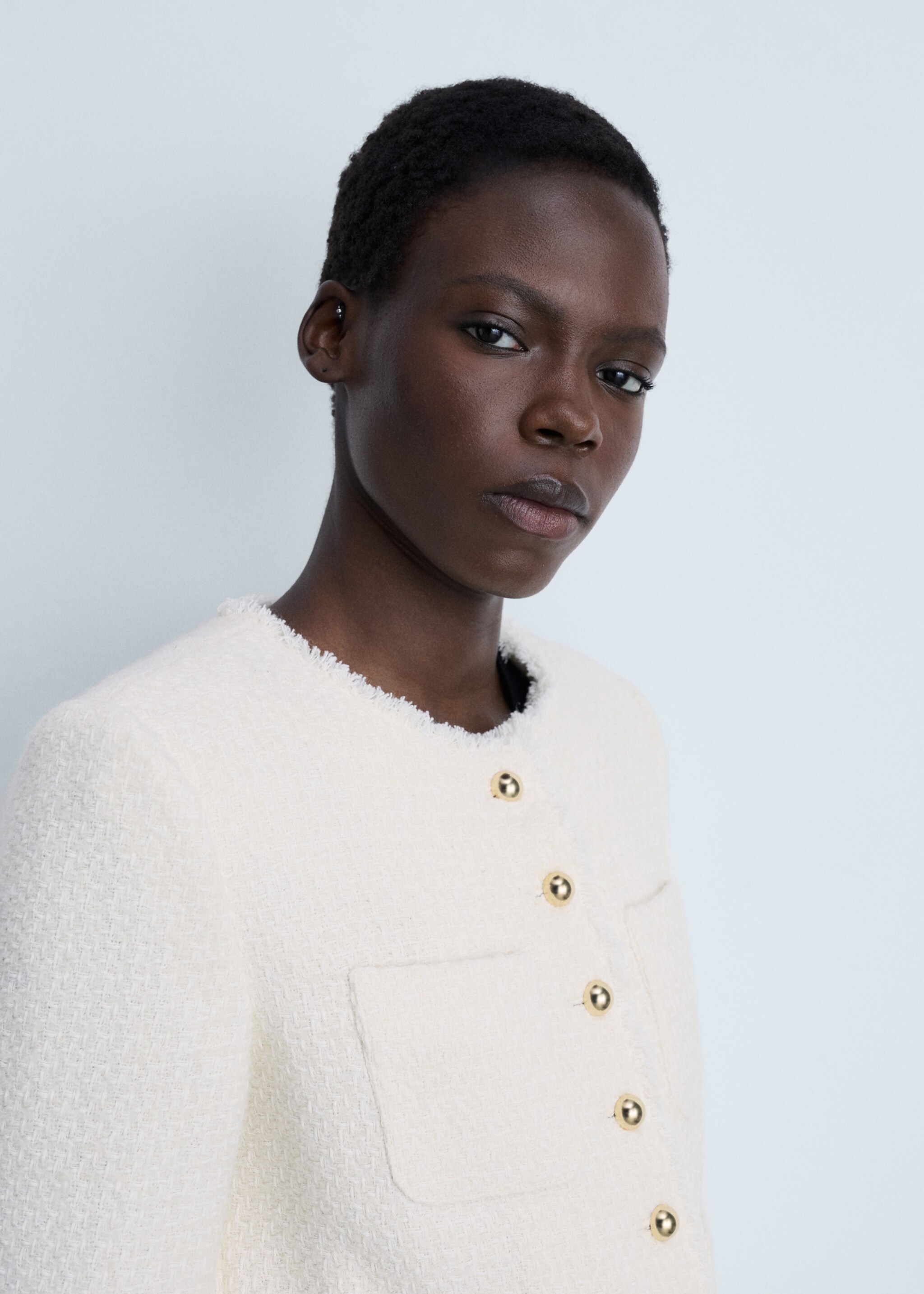 Veste tweed boutons bijoux - Détail de l'article 1, Écru. Ref: 87030653-00.