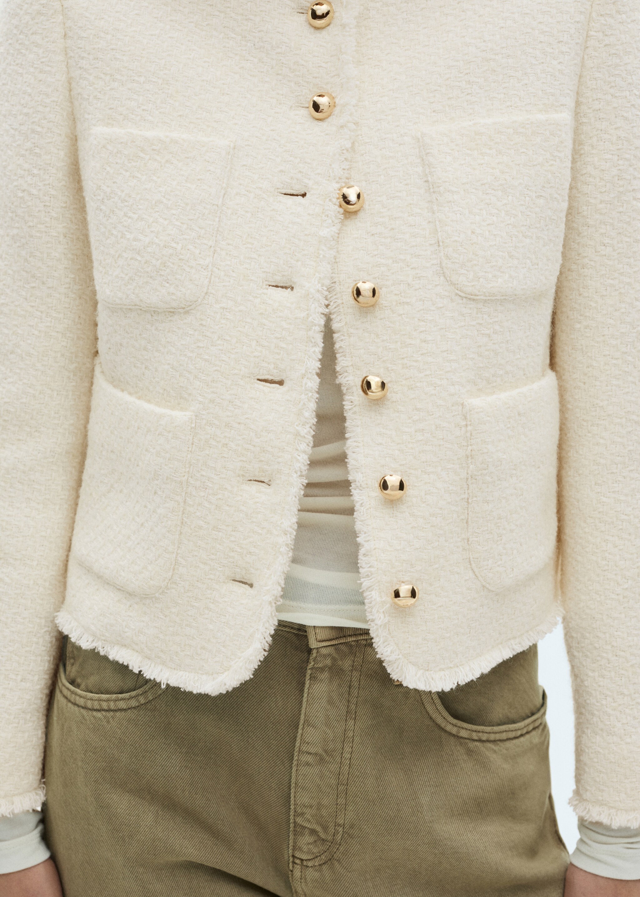 Veste tweed boutons bijoux - Détail de l'article 6, Écru. Ref: 87030653-00.