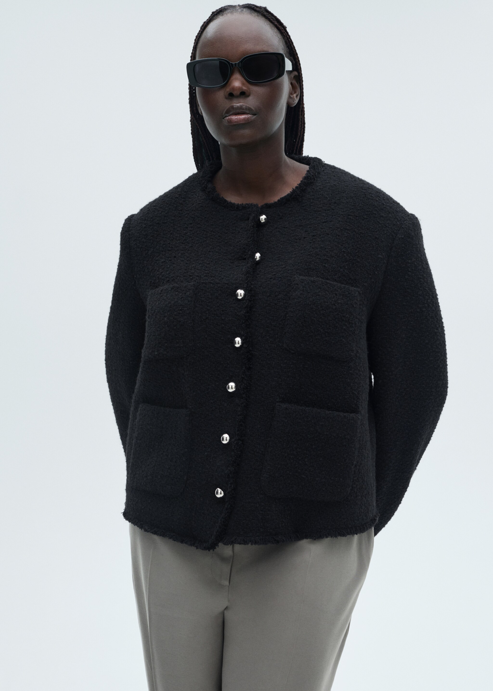 Veste tweed boutons bijoux - Détail de l'article 5, Noir. Ref: 87030653-00.