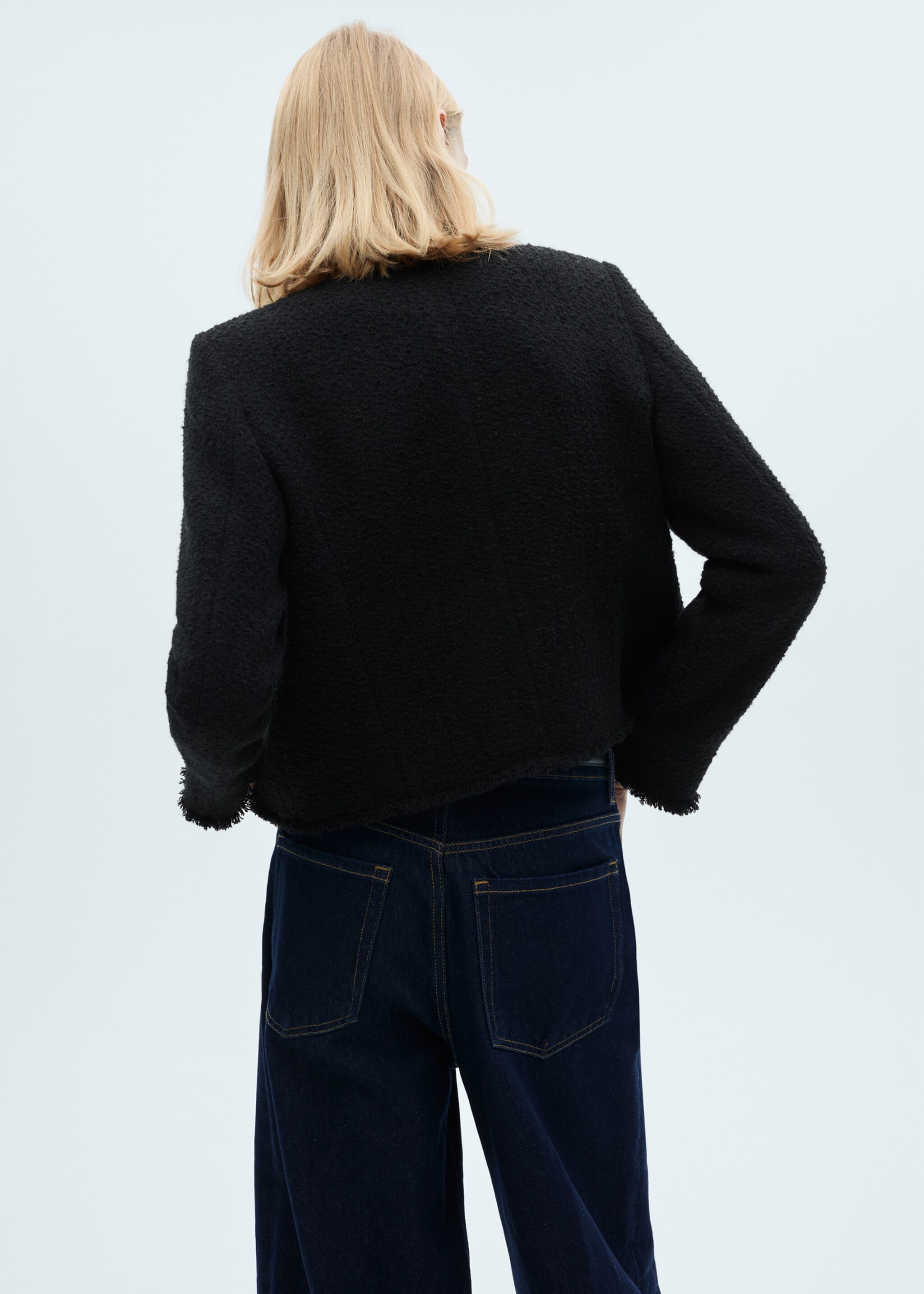 Veste tweed boutons bijoux - Verso de l’article, Noir. Ref: 87030653-00.