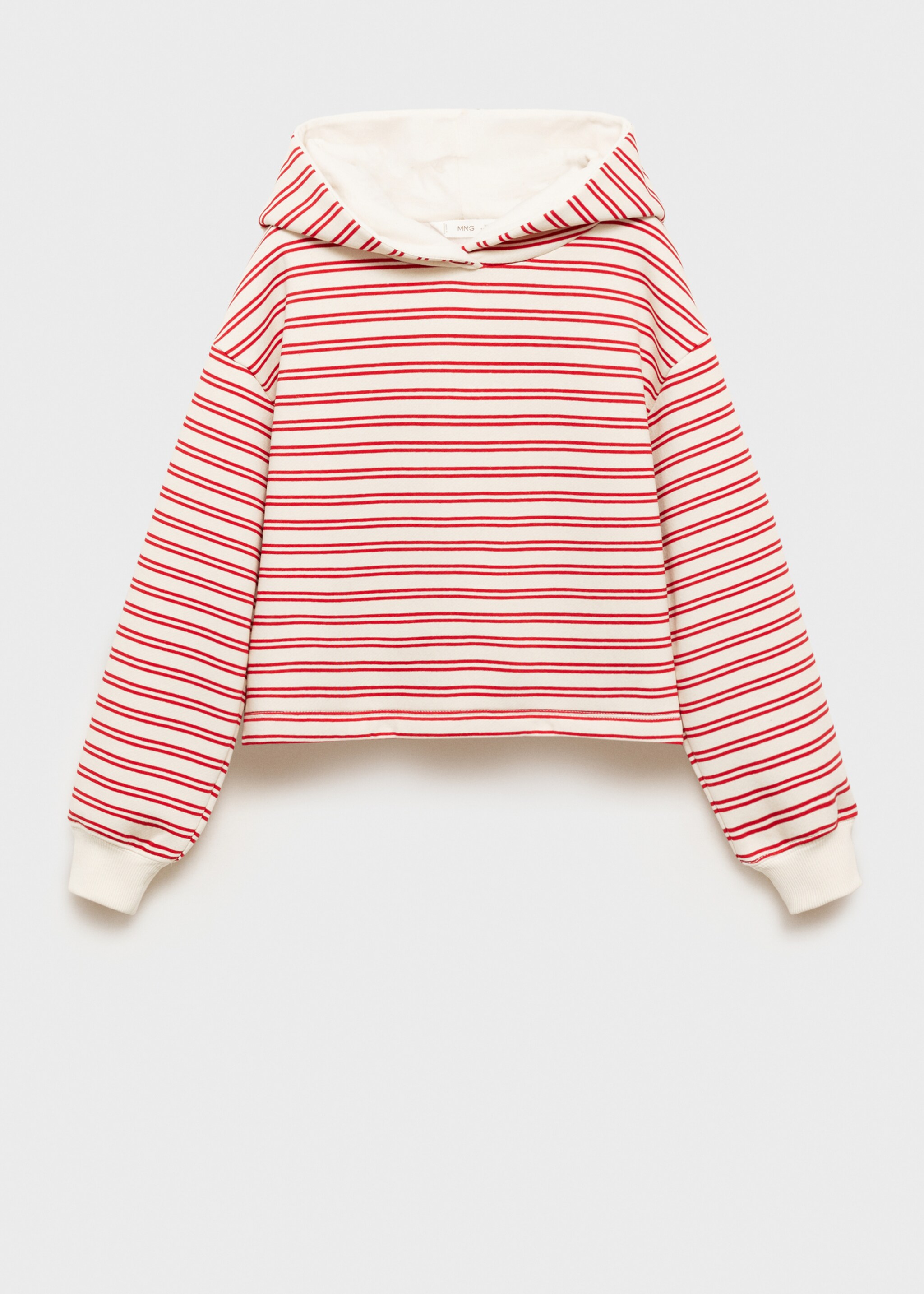 Striped hooded sweatshirt - Article without model, Red. Ref: 87030656-00.