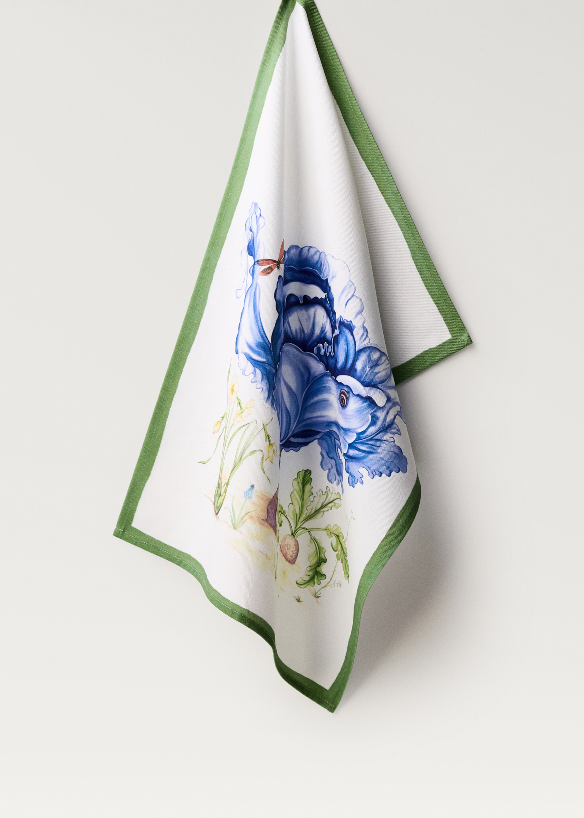 Floral-print cotton kitchen towel - Article without model, Lilac. Ref: 87030657-00.