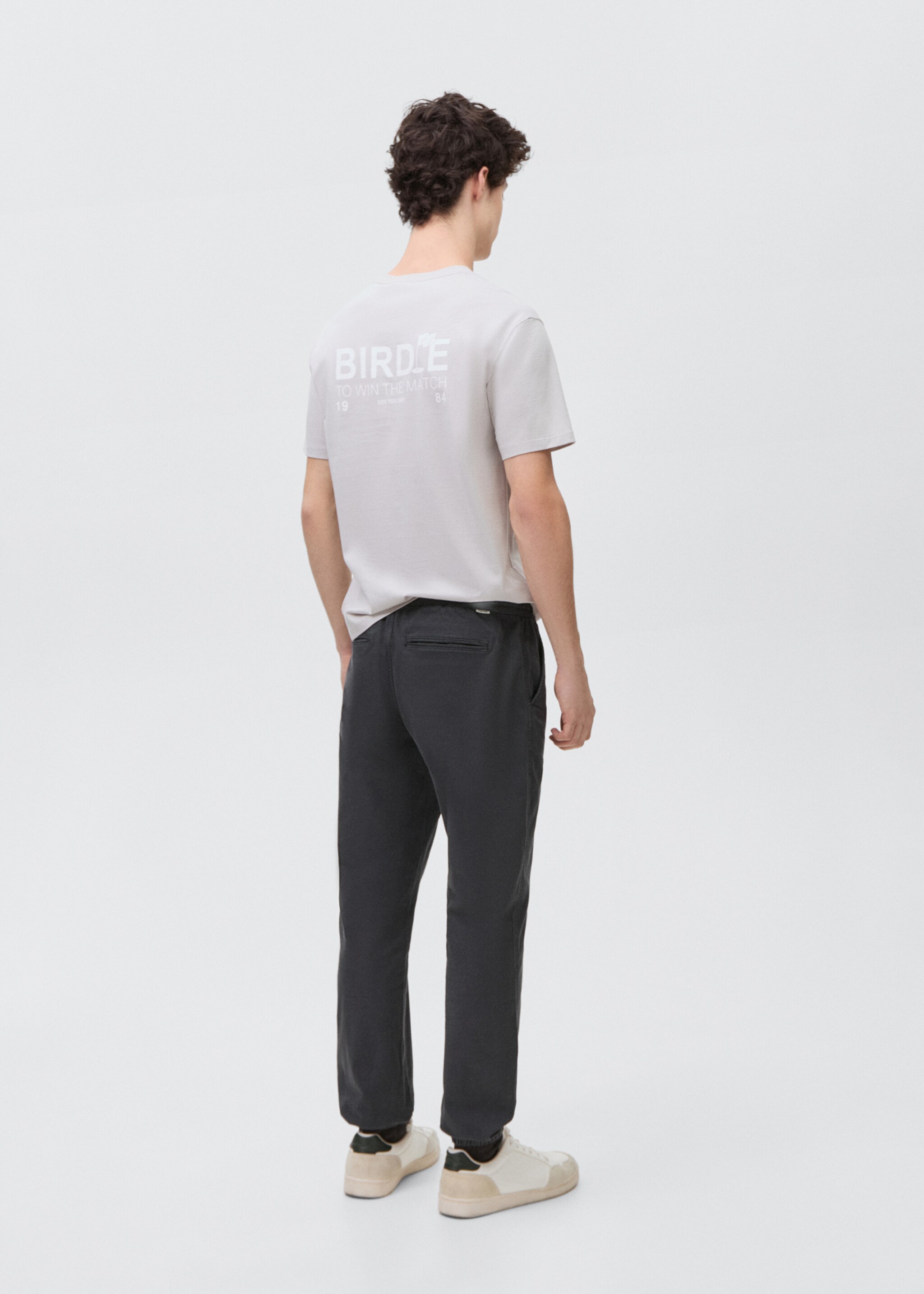 Cotton jogger-style trousers - Reverse of the article, Charcoal. Ref: 87031057-00.