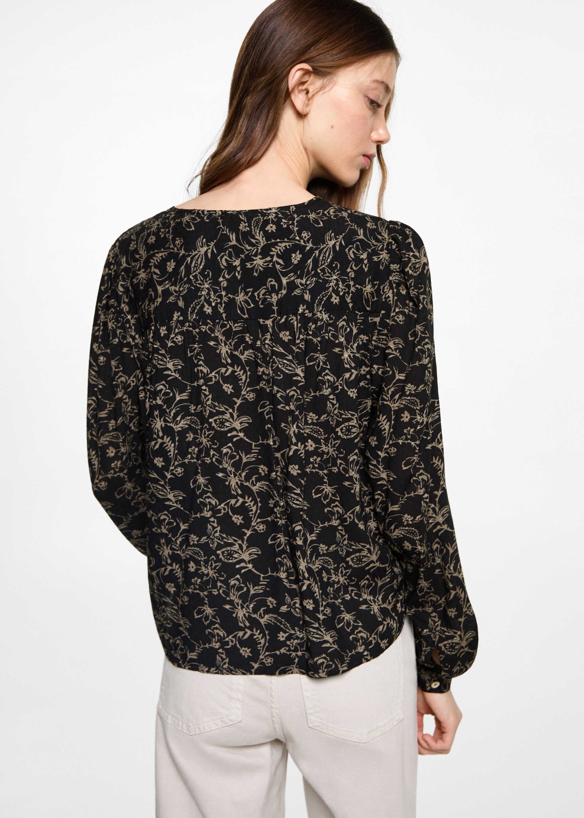 Blouse en imprimé floral - Verso de l’article, Noir. Ref: 87031513-00.