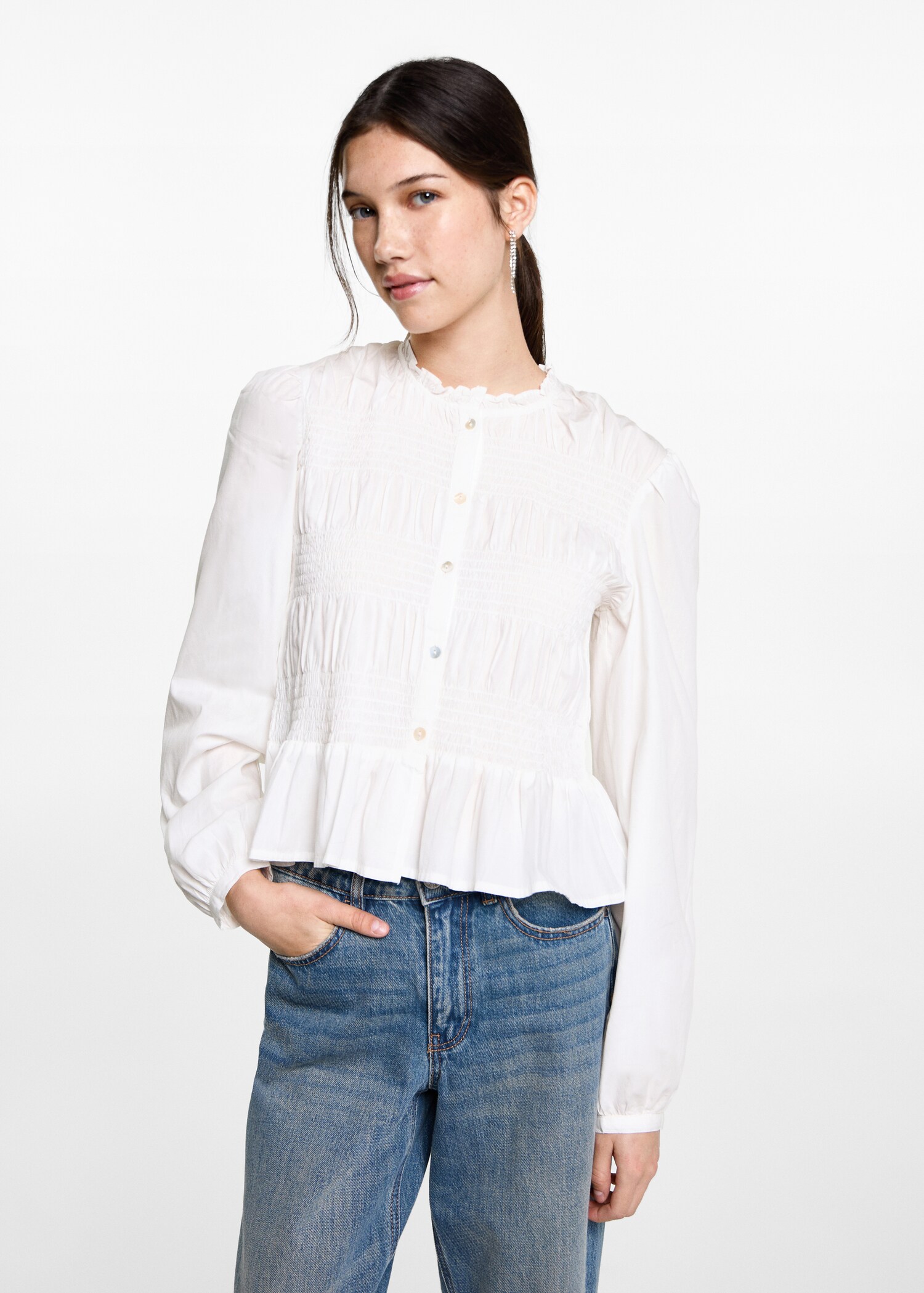 Ruffled gathered blouse - Medium plane