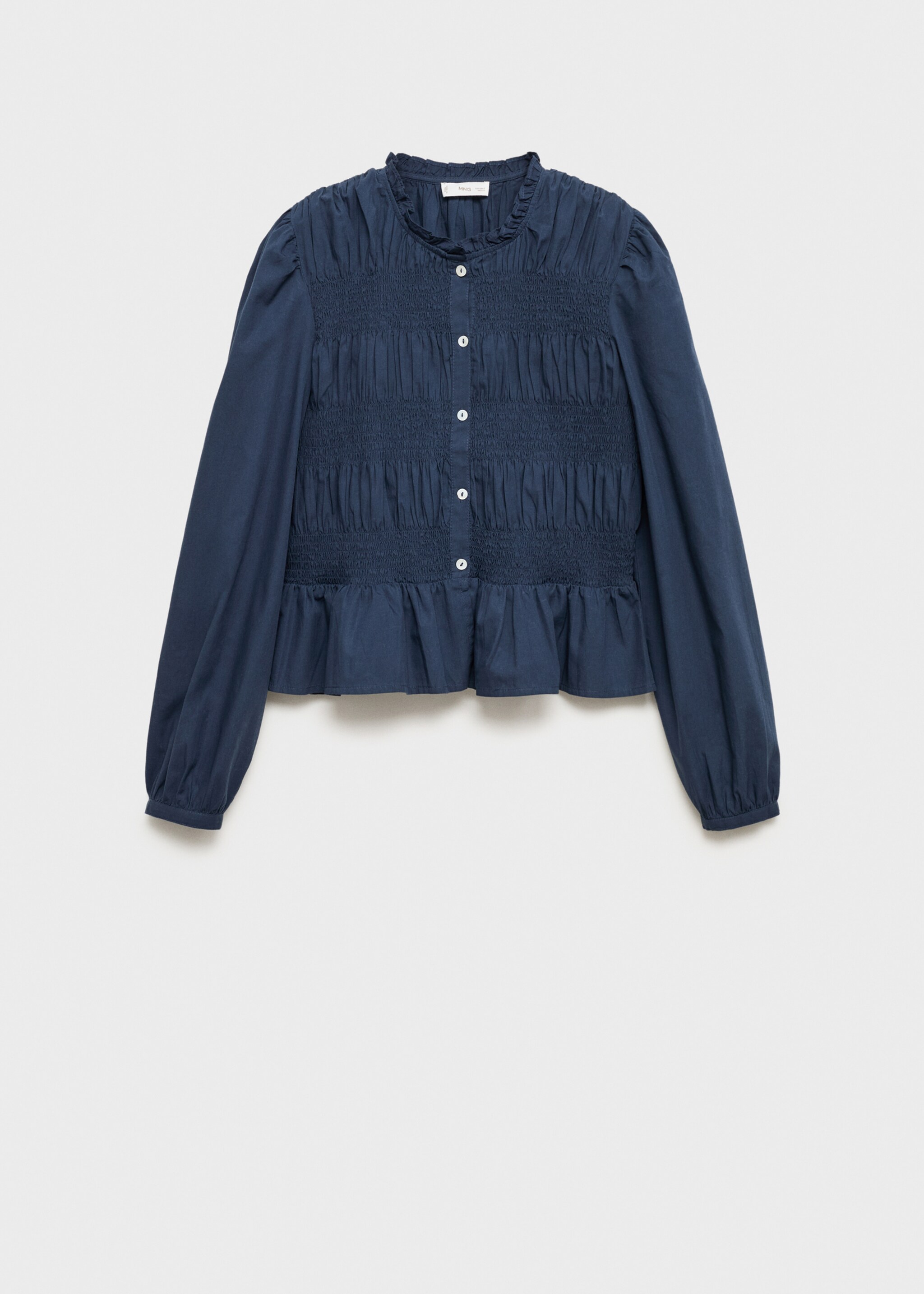 Gesmokte blouse met ruche - Artikel zonder model, Donkermarine. Ref: 87031514-00.