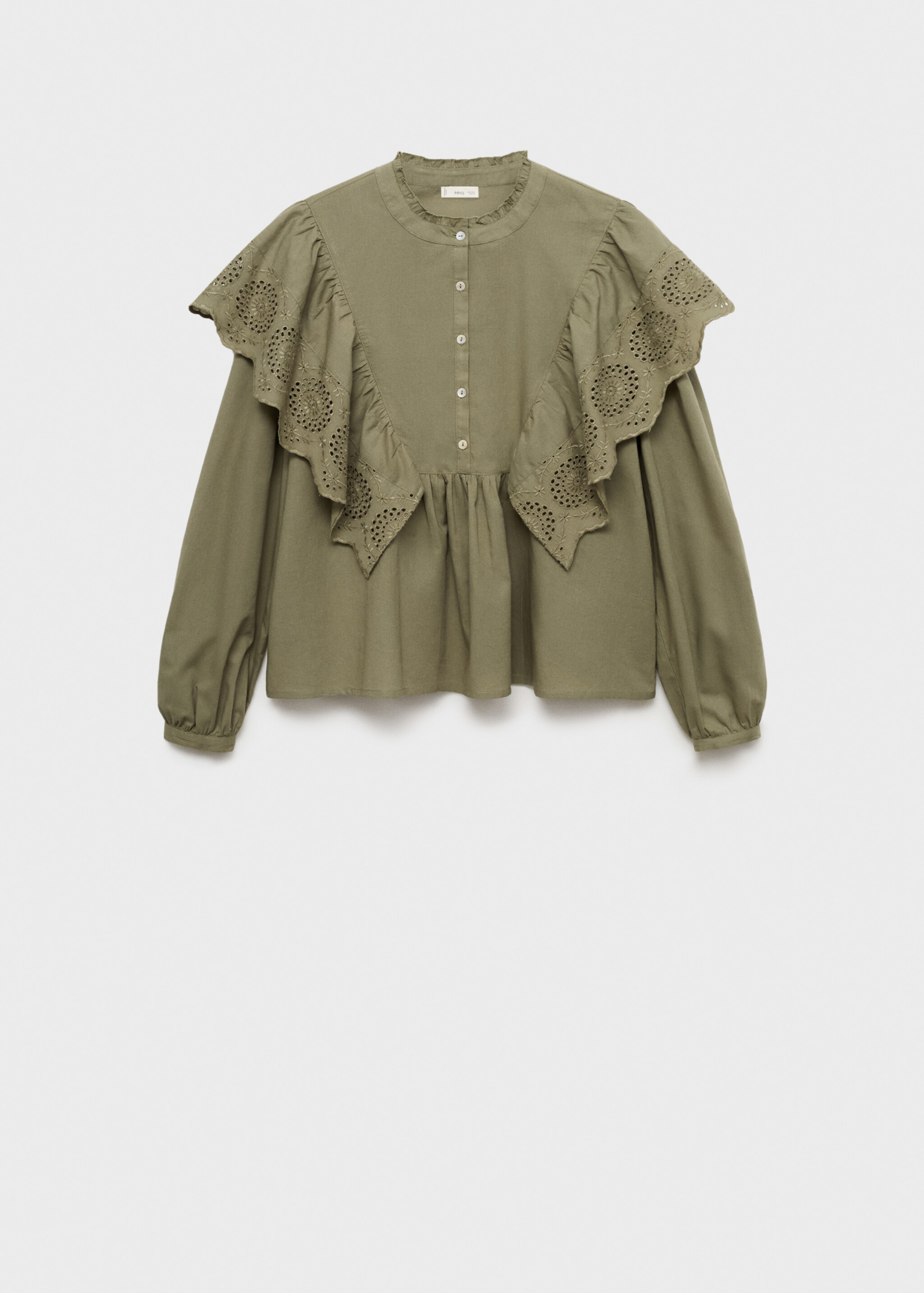 Ruffled blouse - Article without model, Khaki. Ref: 87031519-00.