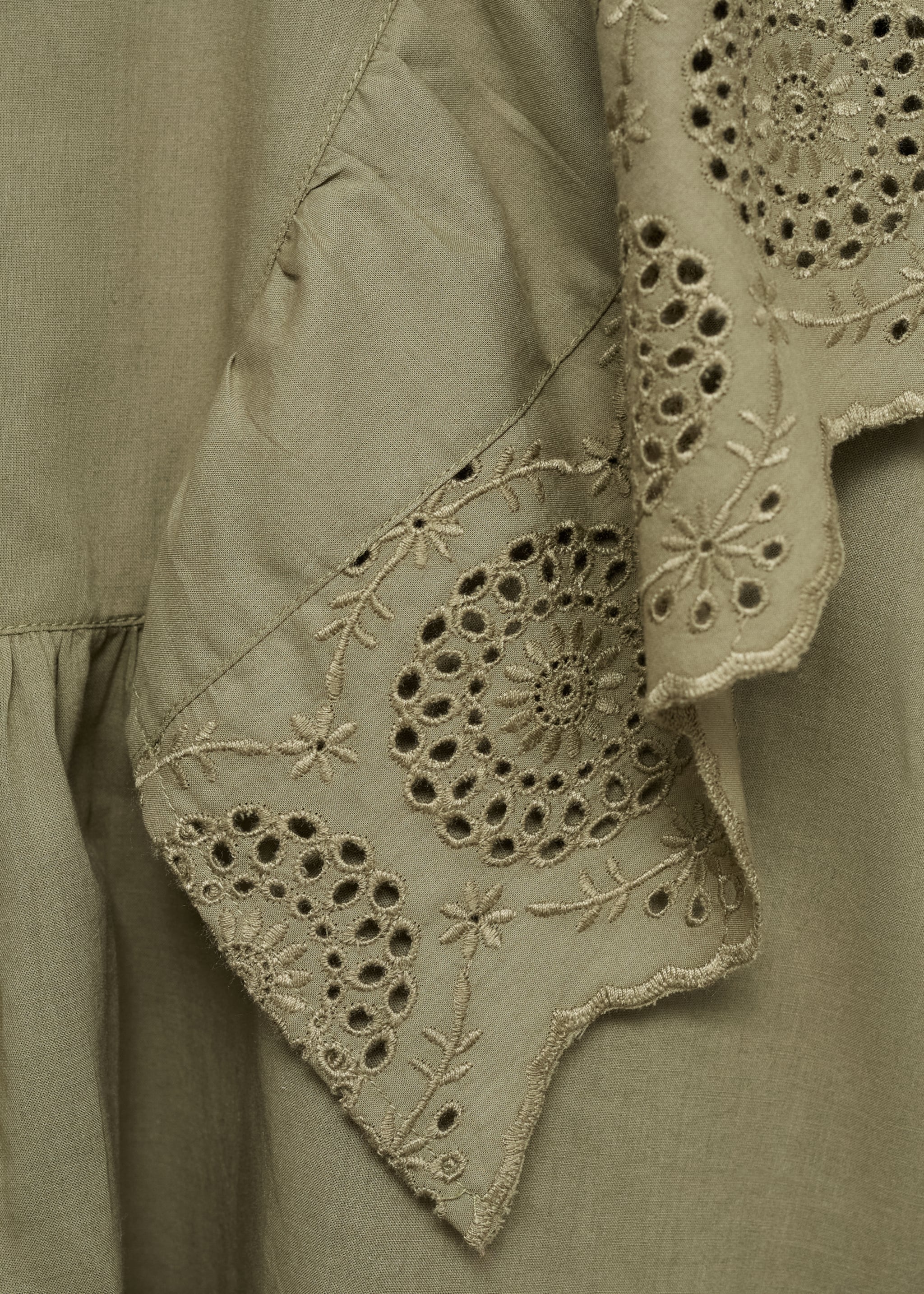 Ruffled blouse - Details of the article 8, Khaki. Ref: 87031519-00.