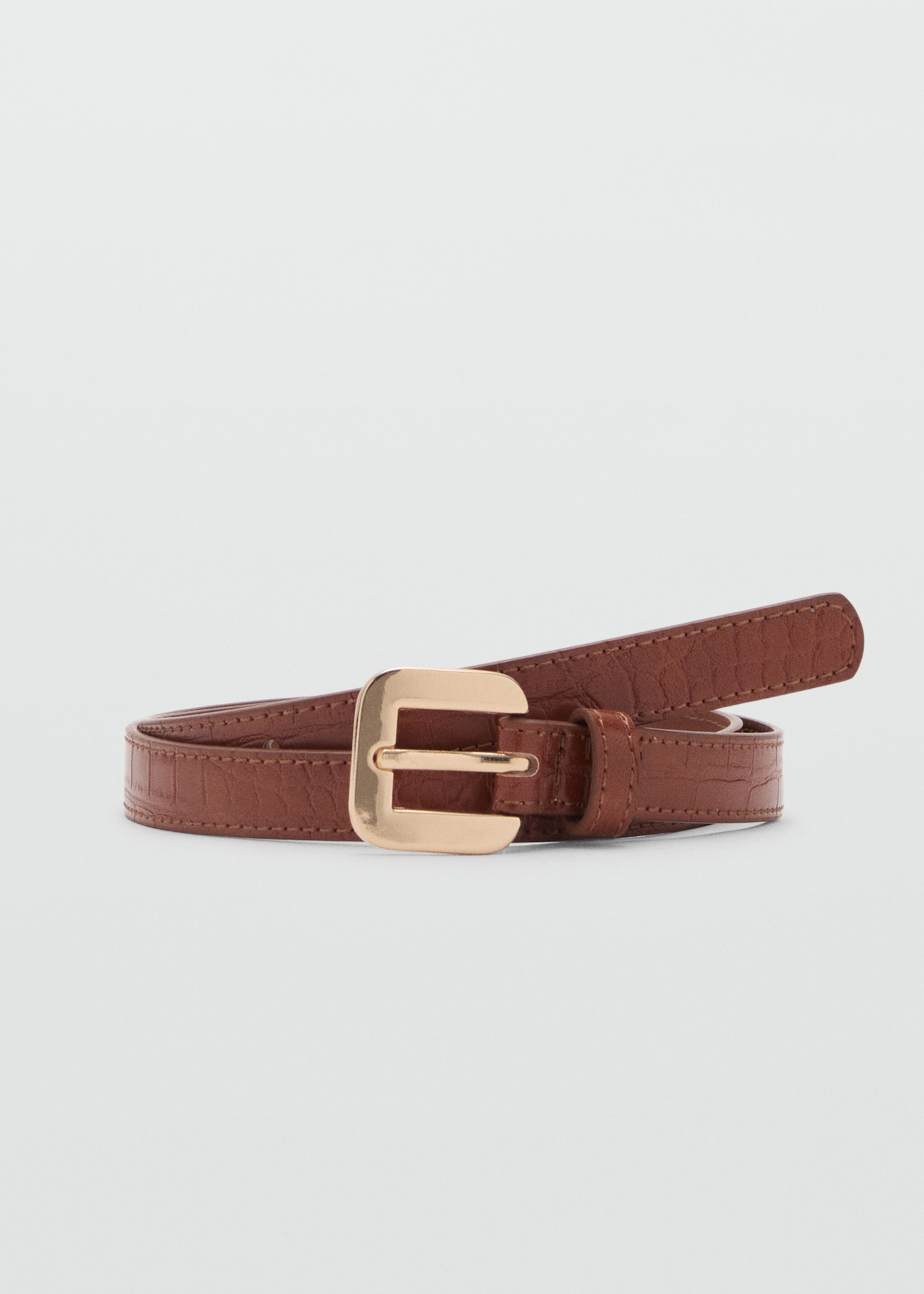 Croco faux-leather belt - Article without model, Brown. Ref: 87032537-00.