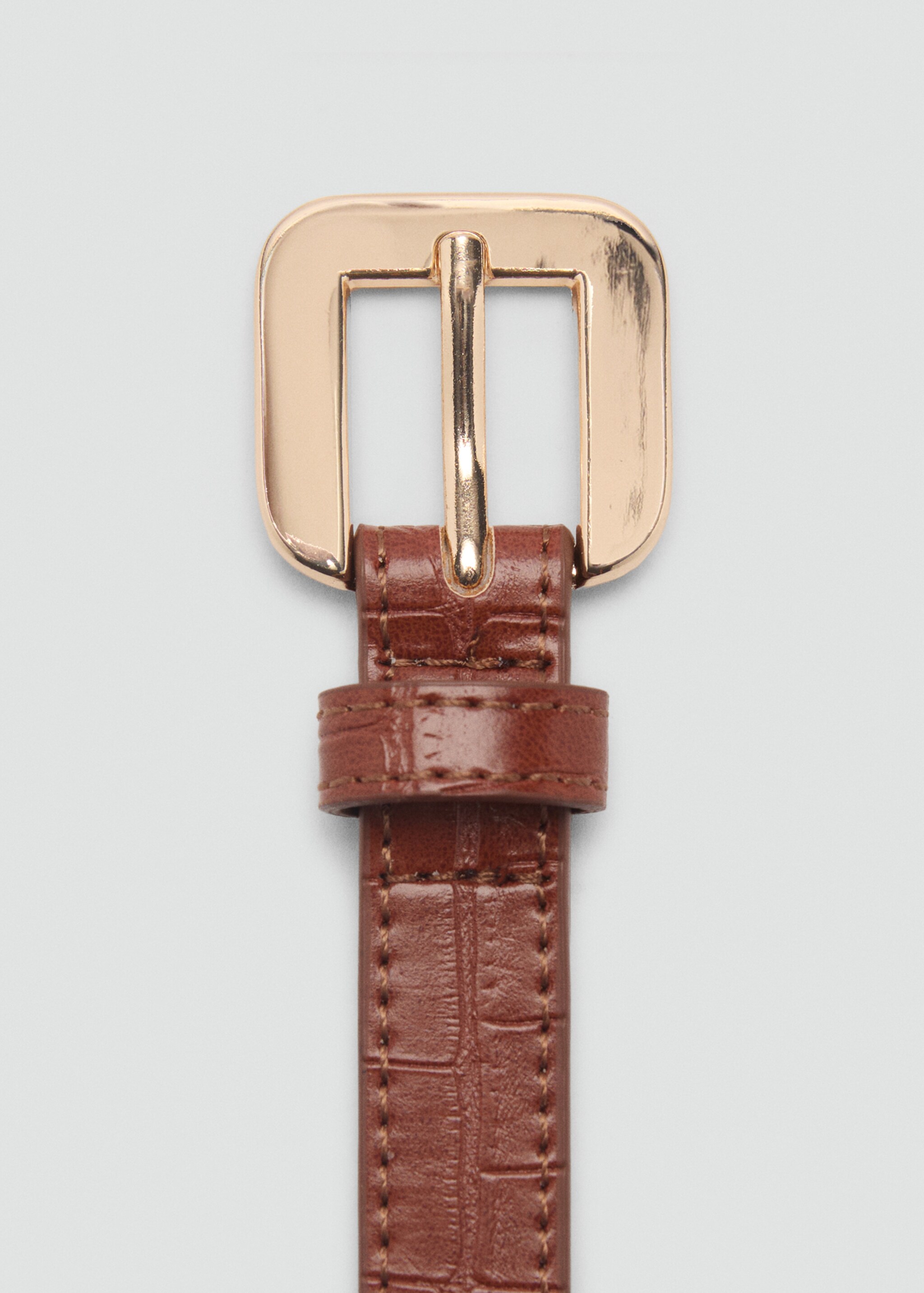 Croco faux-leather belt - Details of the article 1, Brown. Ref: 87032537-00.