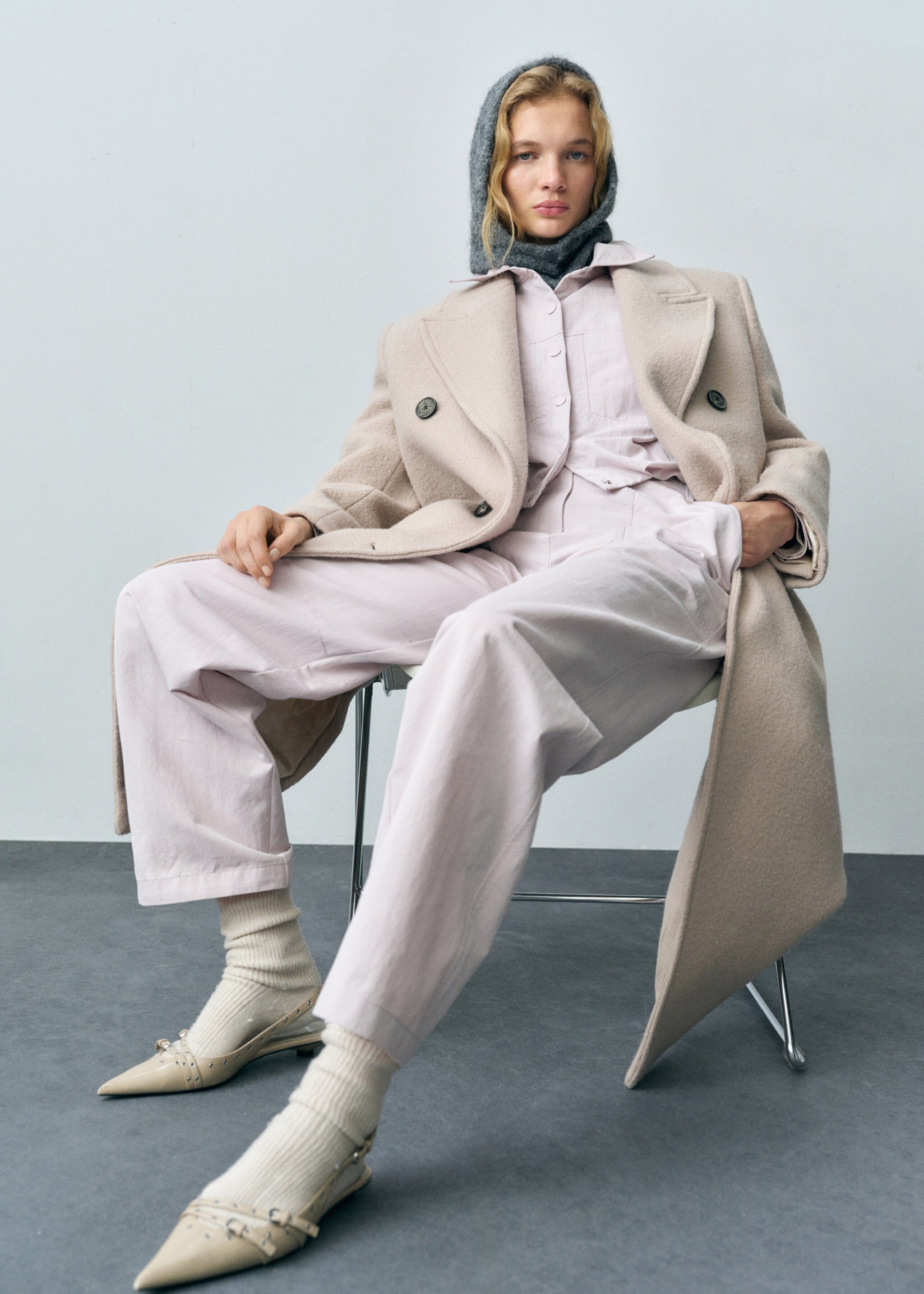 Hlače širokih nogavica s ukrasnim šavovima - Detalji artikla 2, Lila. Ref: 87032538-00.