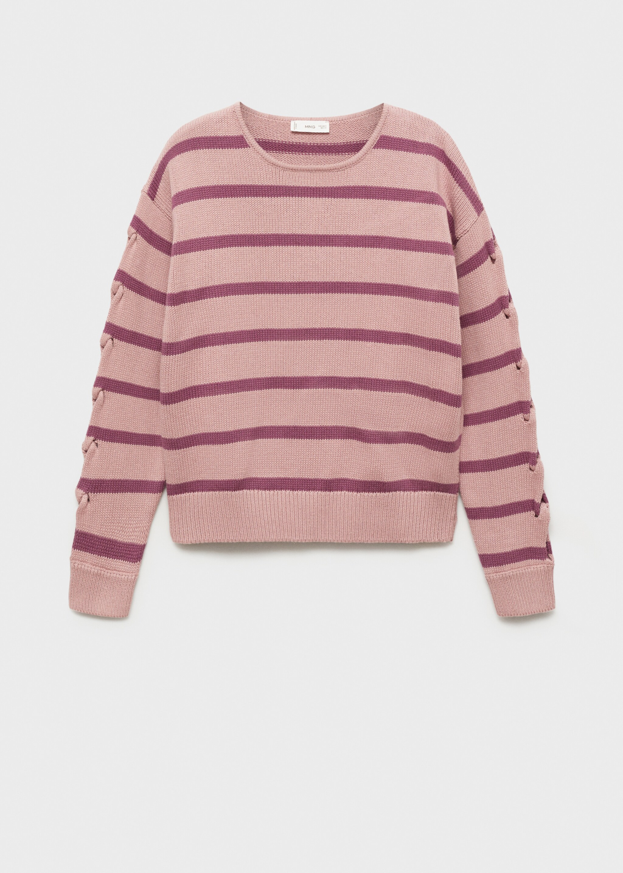 Gestreepte gebreide trui - Artikel zonder model, Pastelroze. Ref: 87032539-00.