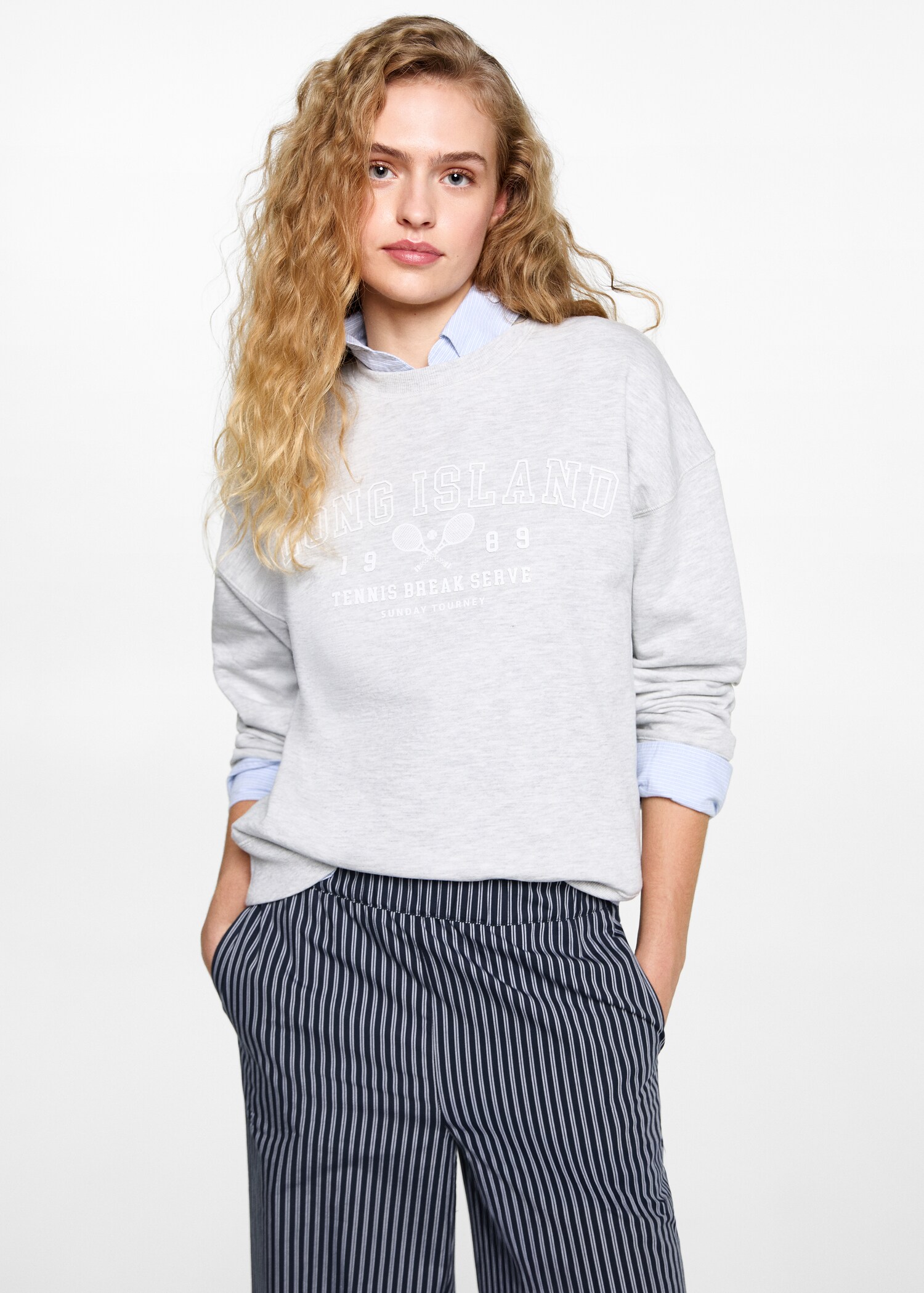 Pantalón fluido rayas - Plano medio