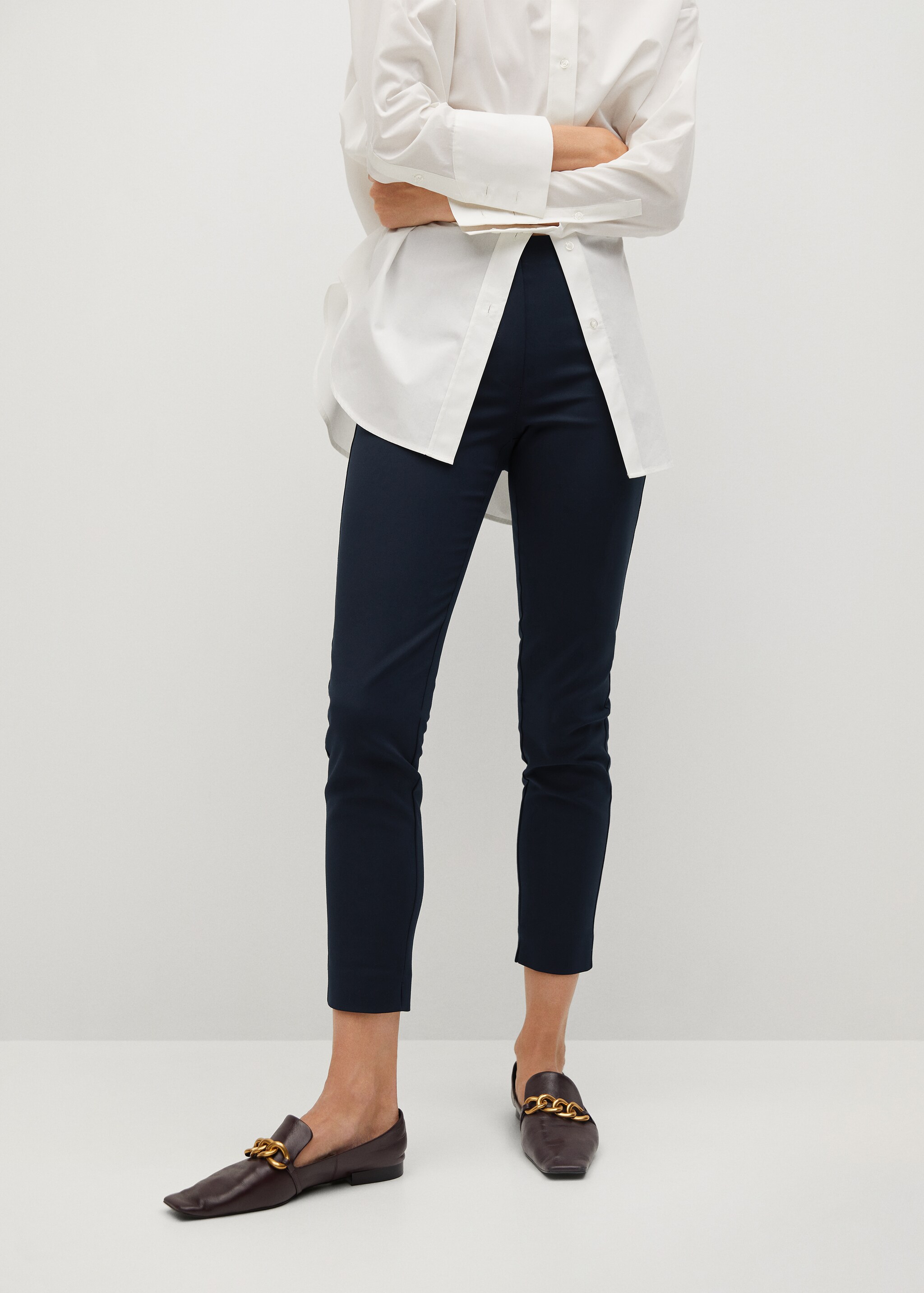 Cotton leggings with pleat detail - Medium plane