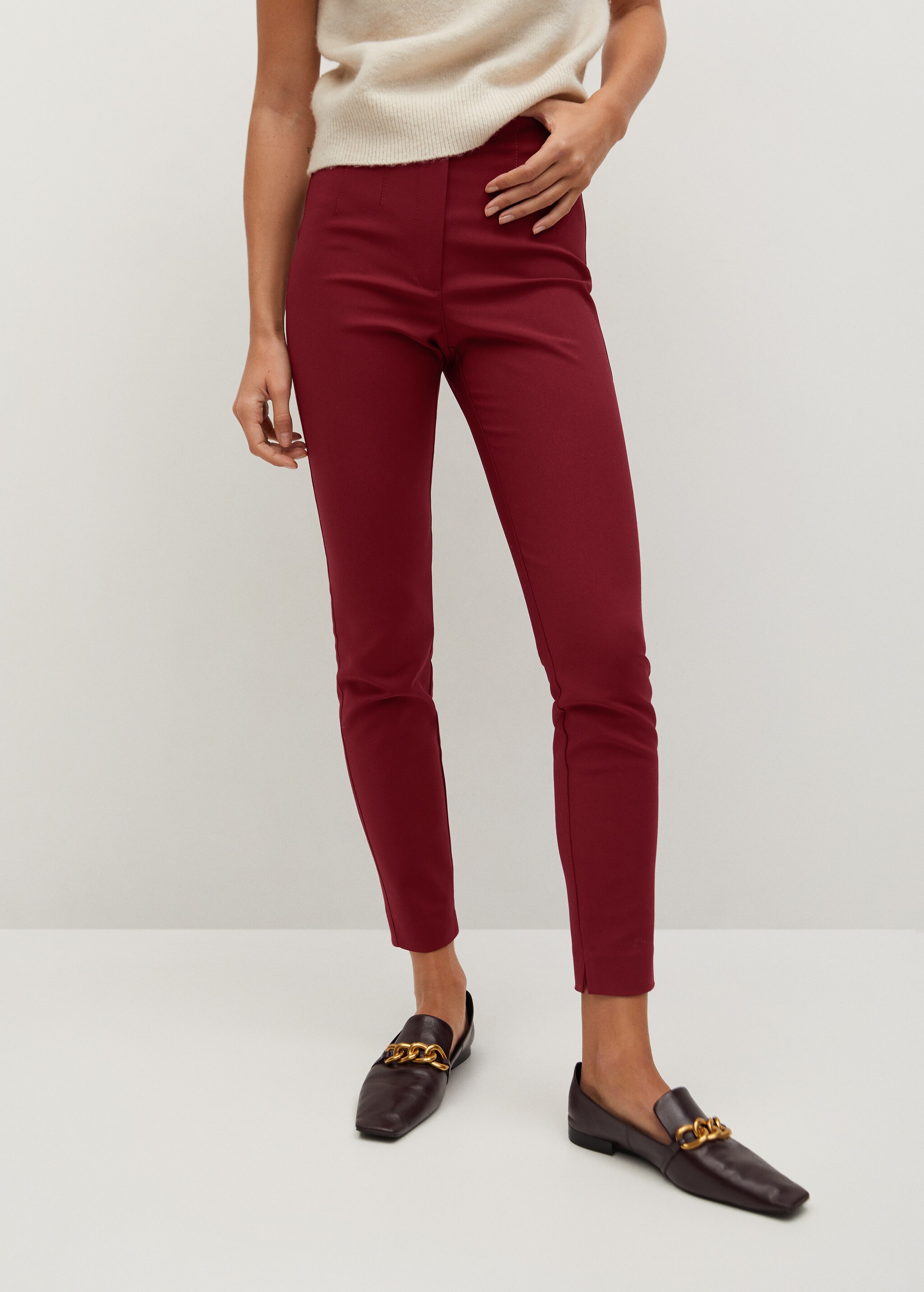 Cotton leggings with pleat detail - Medium plane