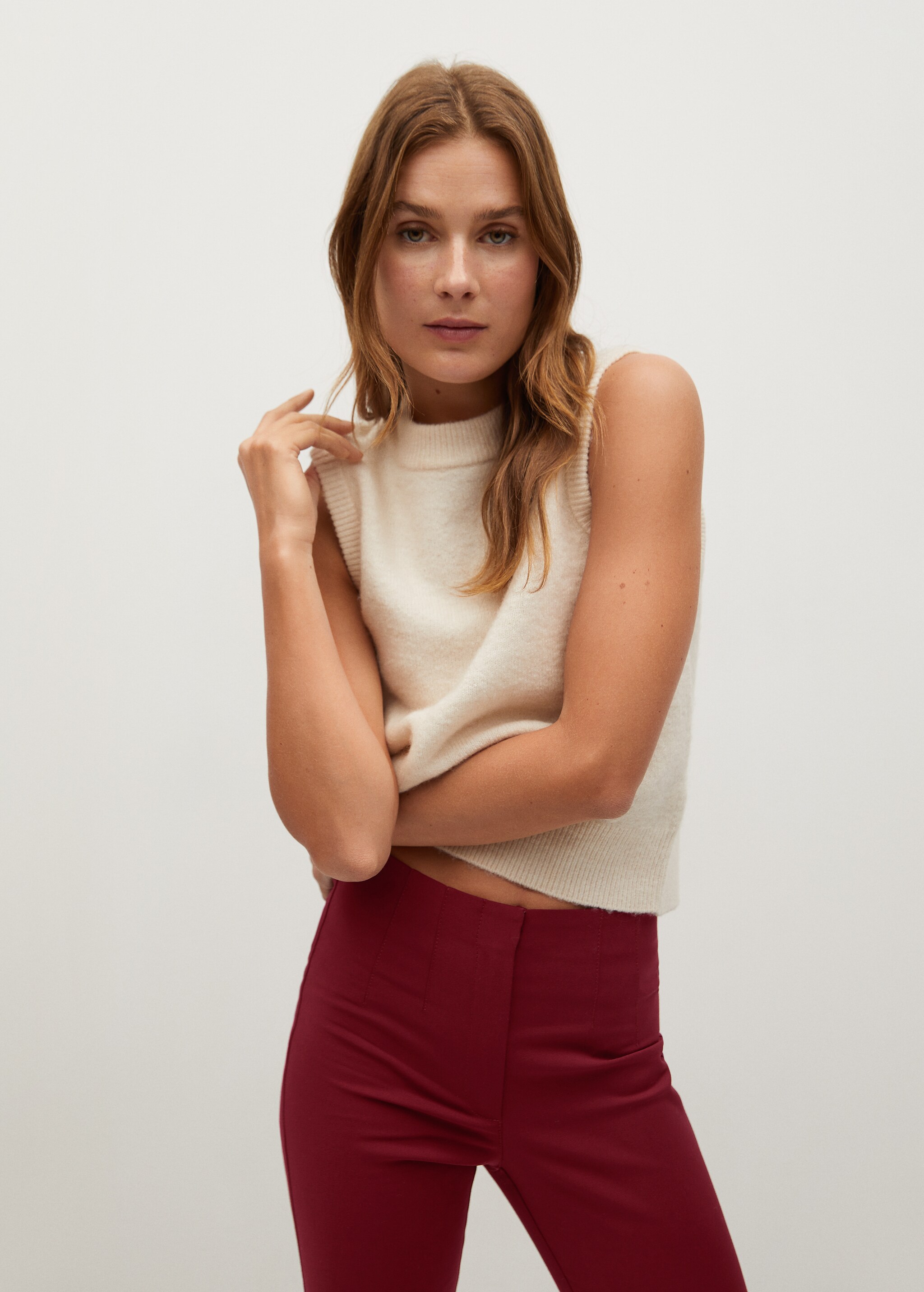 Cotton leggings with pleat detail - Details of the article 1
