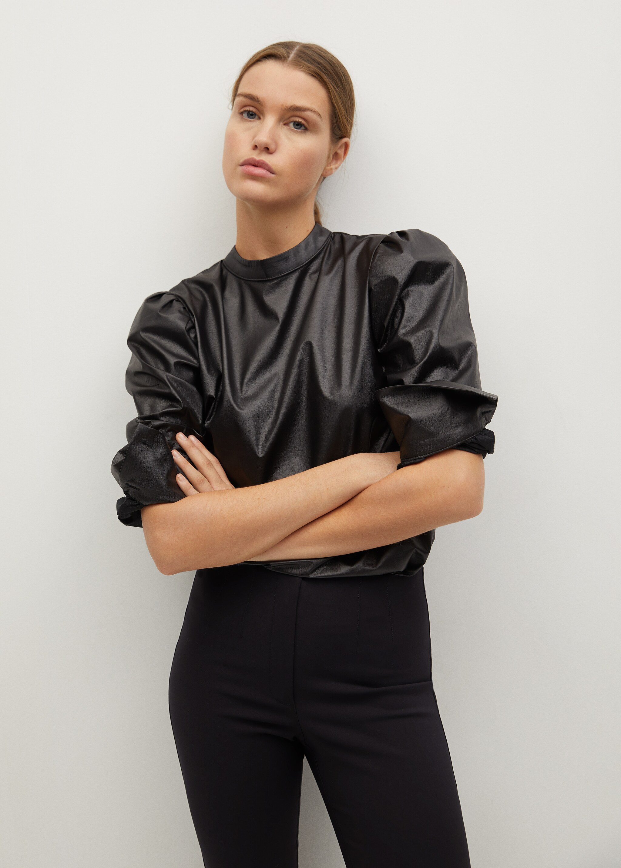 Cotton leggings with pleat detail - Details of the article 1