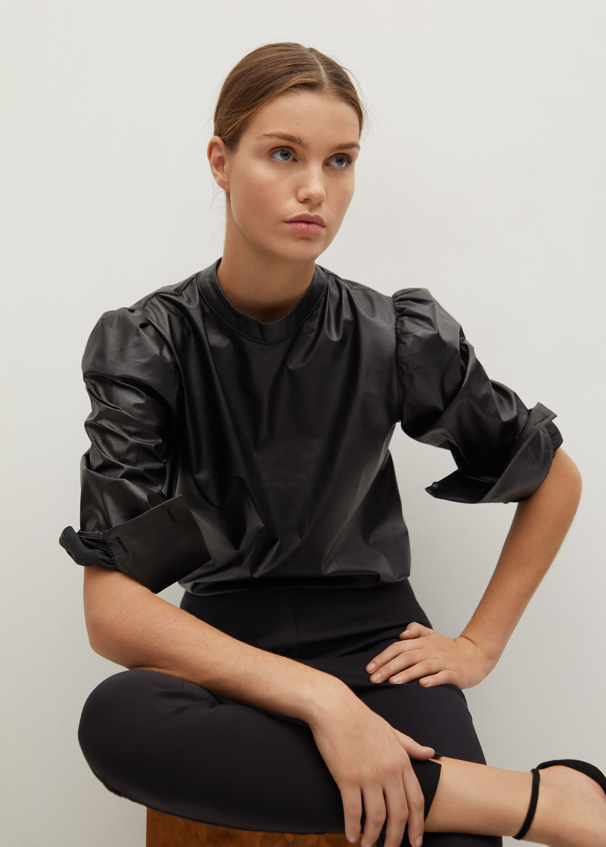 Cotton leggings with pleat detail - Details of the article 2