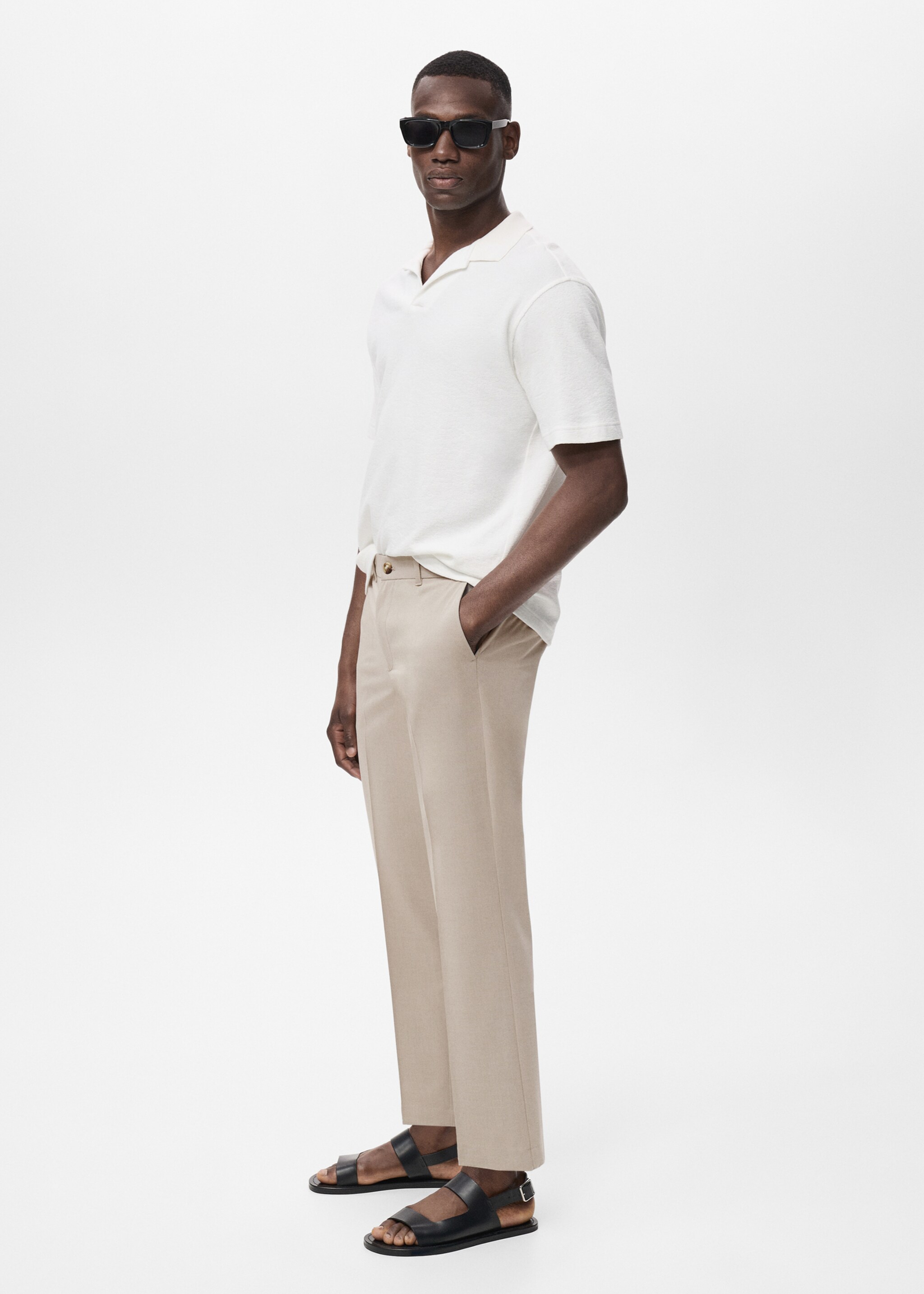 Bologna slim cropped comfort stretch trousers - Details of the article 6, Beige. Ref: 87032889-00.
