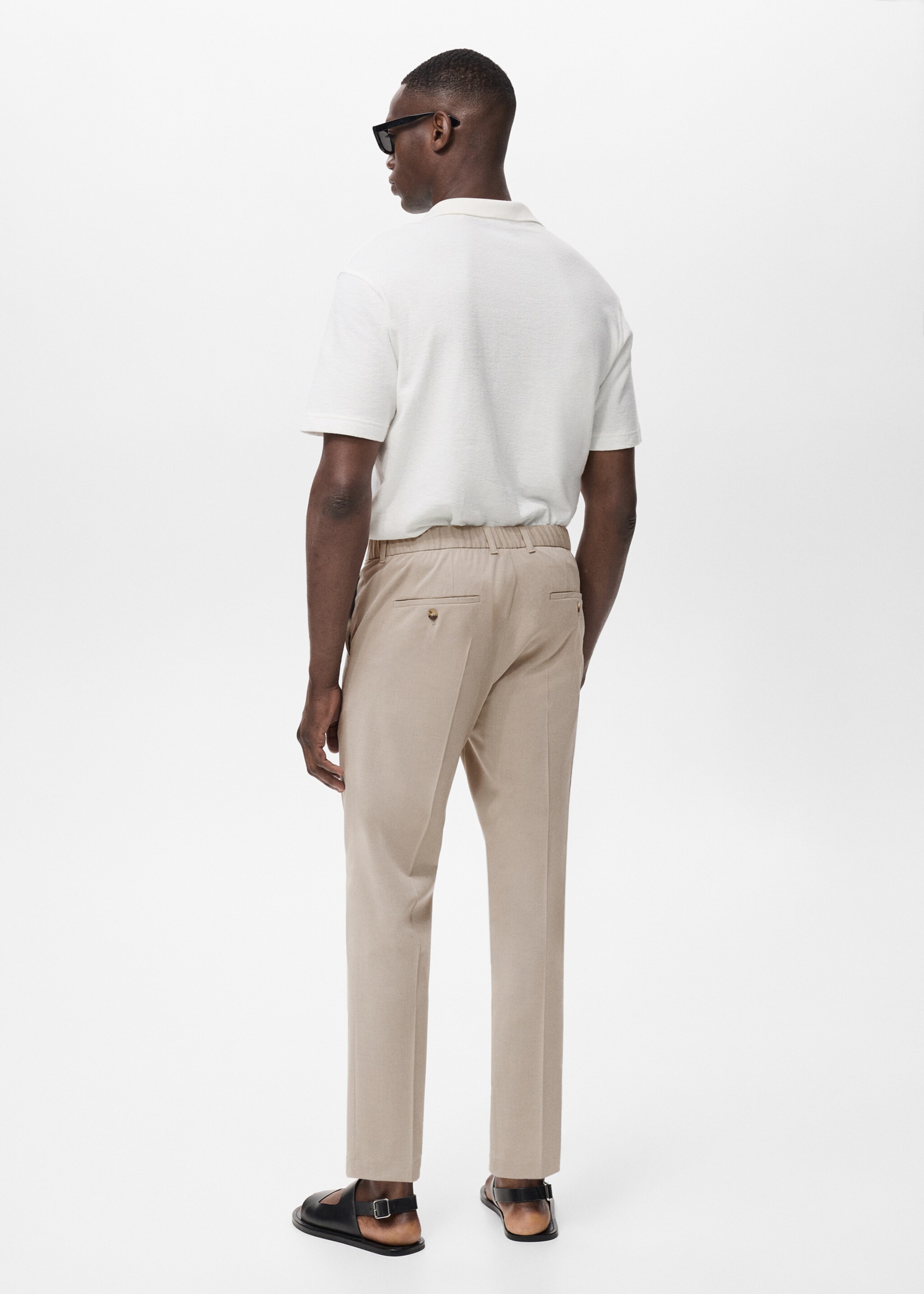 Bologna slim cropped comfort stretch trousers - Reverse of the article, Beige. Ref: 87032889-00.
