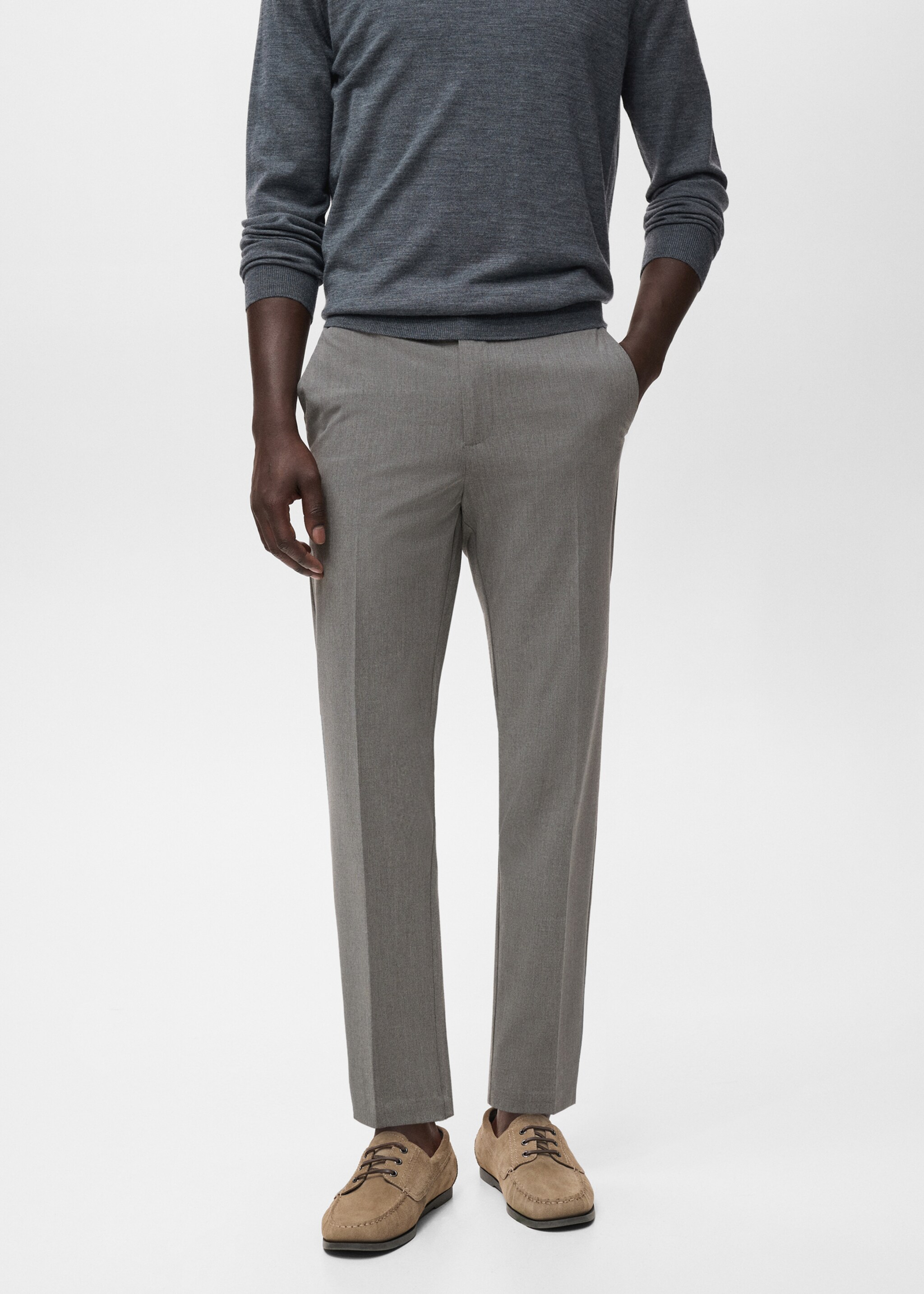 Pantalón Bologna slim cropped comfort stretch - Plano medio, Gris medio vigoré. Ref: 87032889-00.