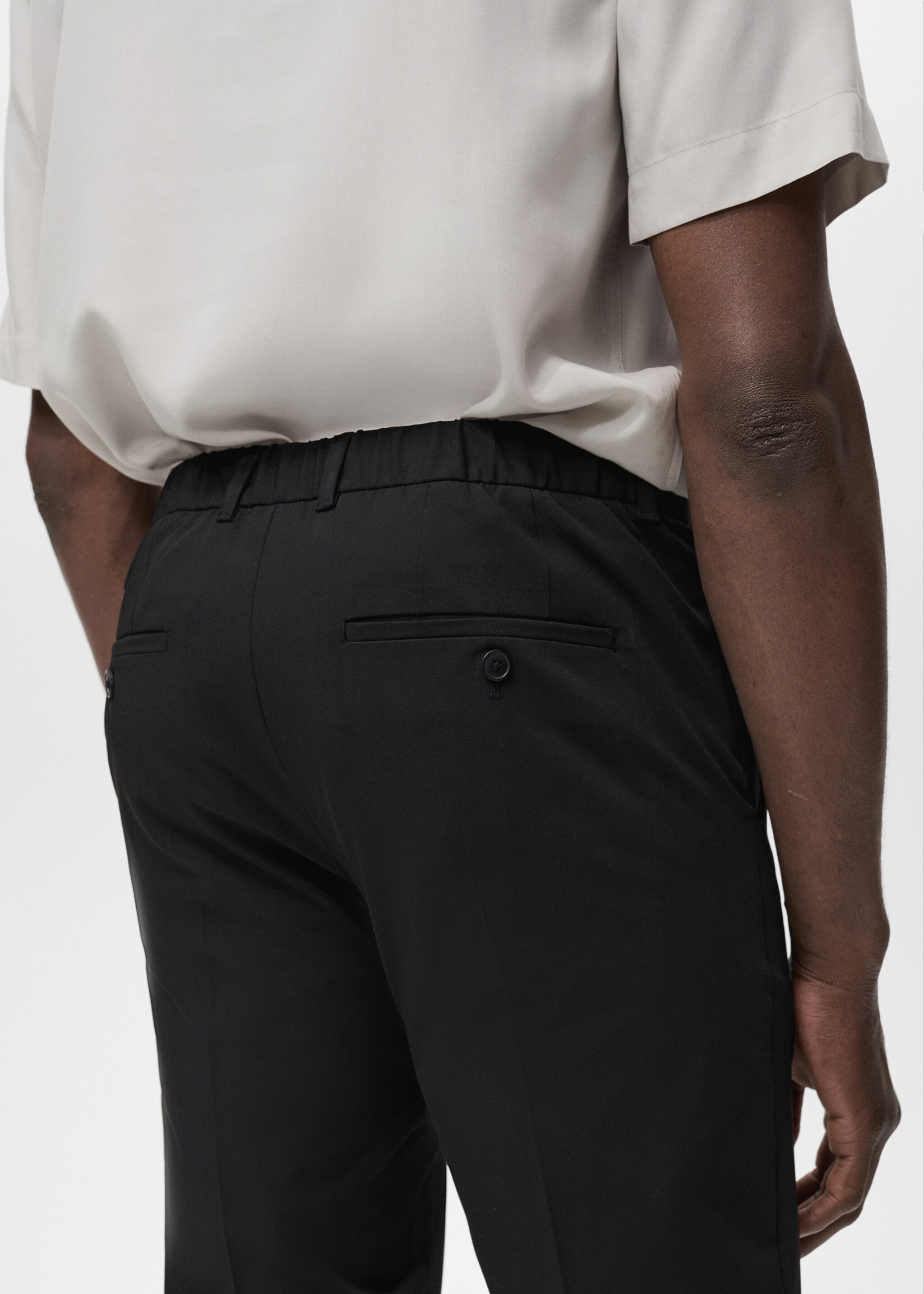 Bologna slim cropped comfort stretch trousers - Details of the article 2, Black. Ref: 87032889-00.