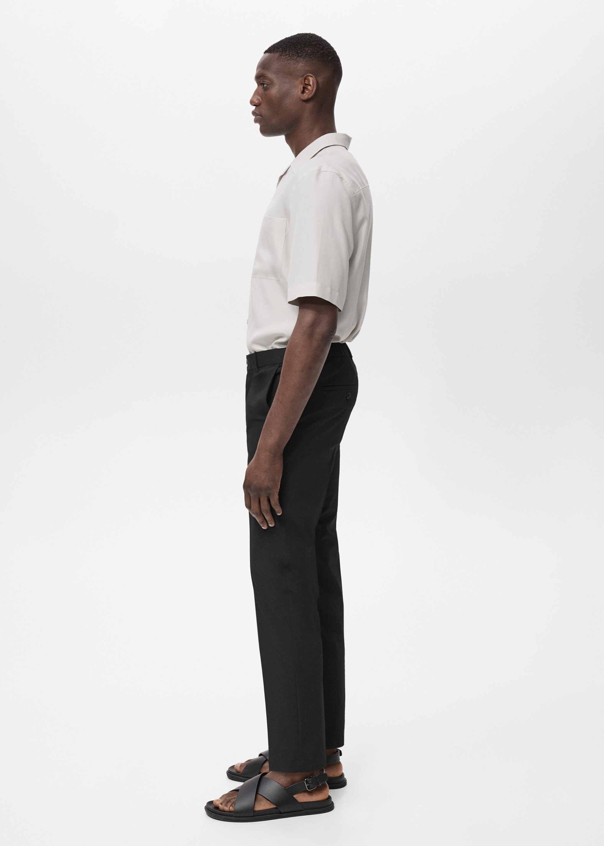 Bologna slim cropped comfort stretch trousers - Details of the article 6, Black. Ref: 87032889-00.