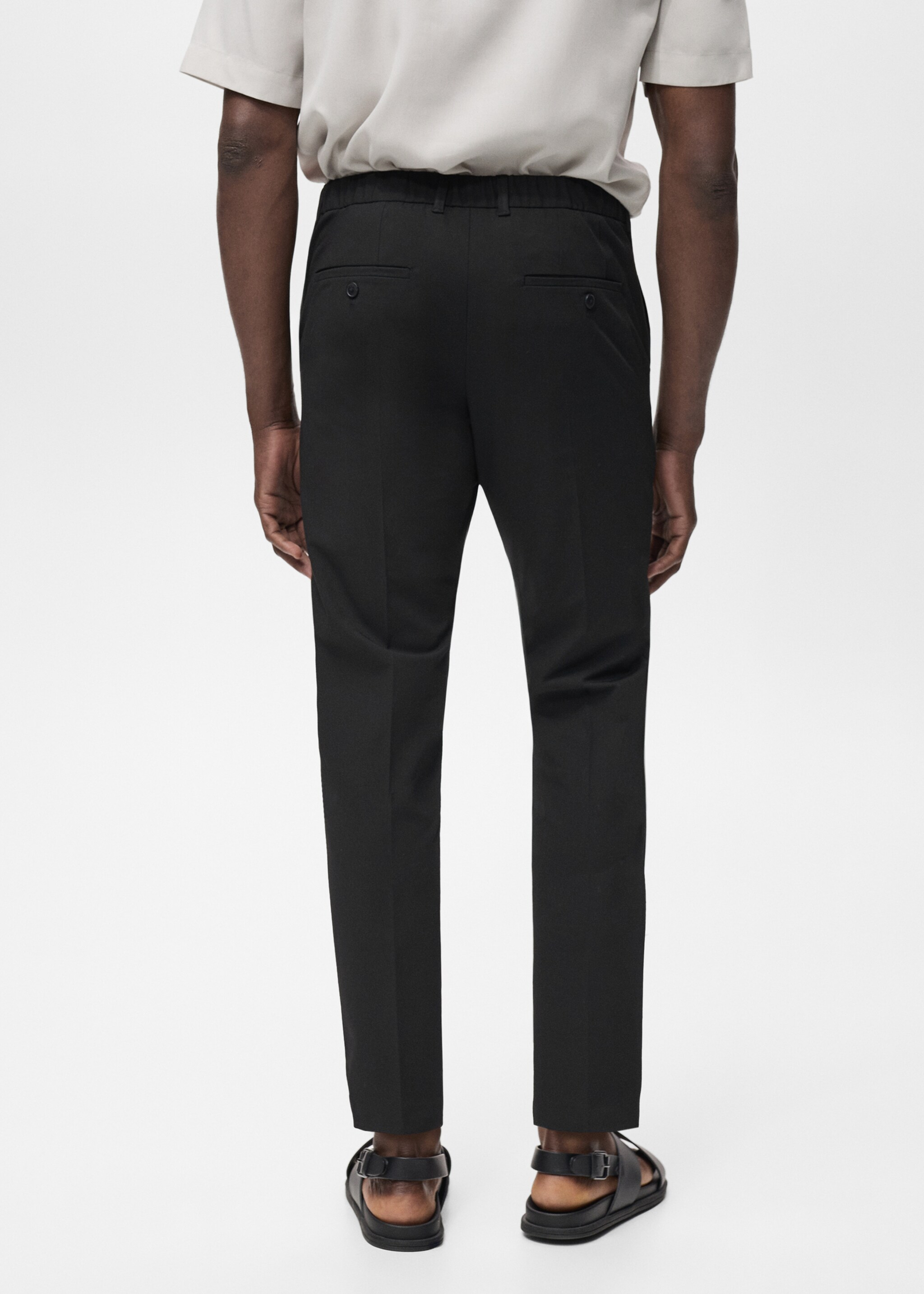 Bologna slim cropped comfort stretch trousers - Reverse of the article, Black. Ref: 87032889-00.