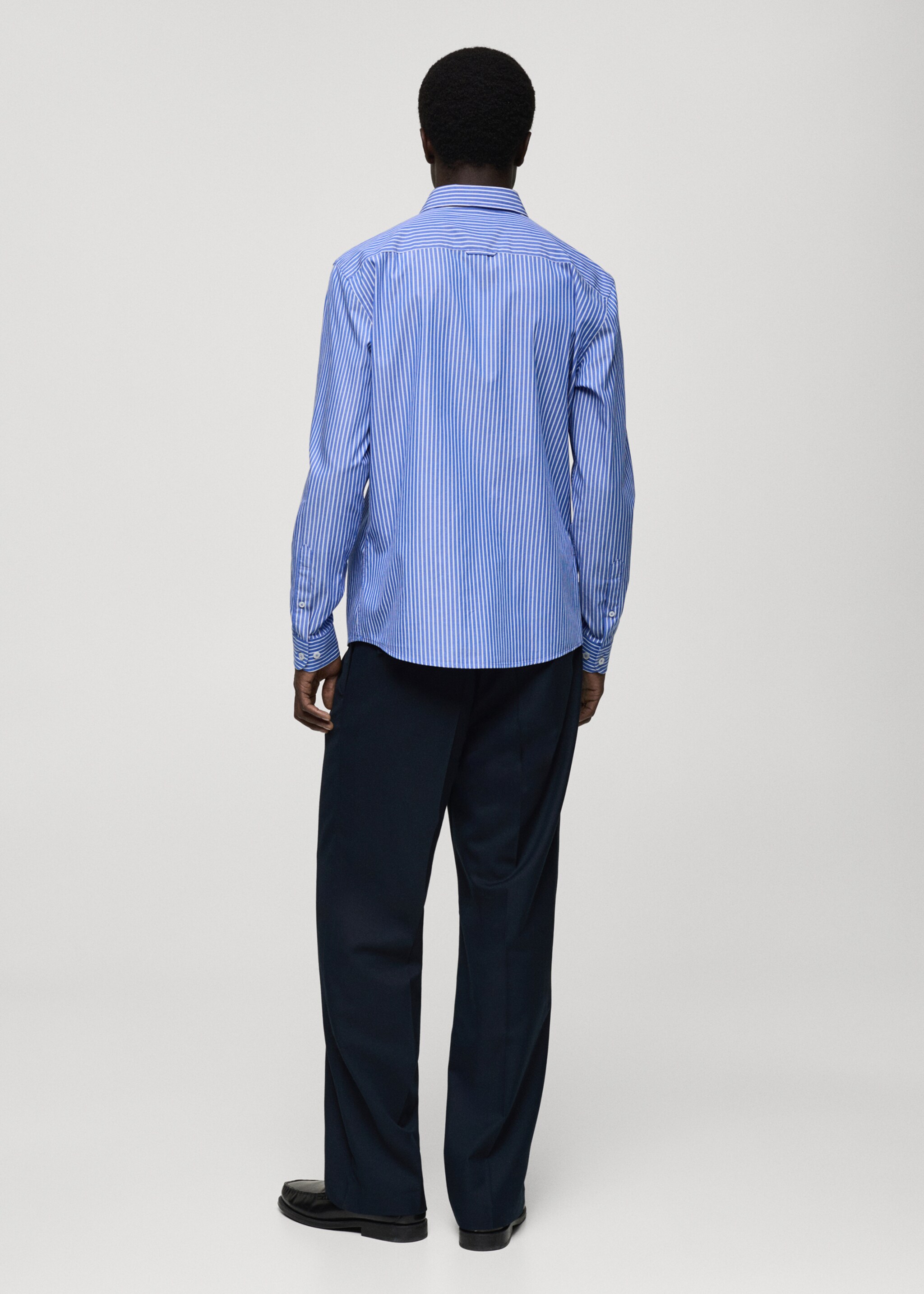 100% cotton regular-fit striped shirt - Reverse of the article, Sky Blue. Ref: 87032890-00.