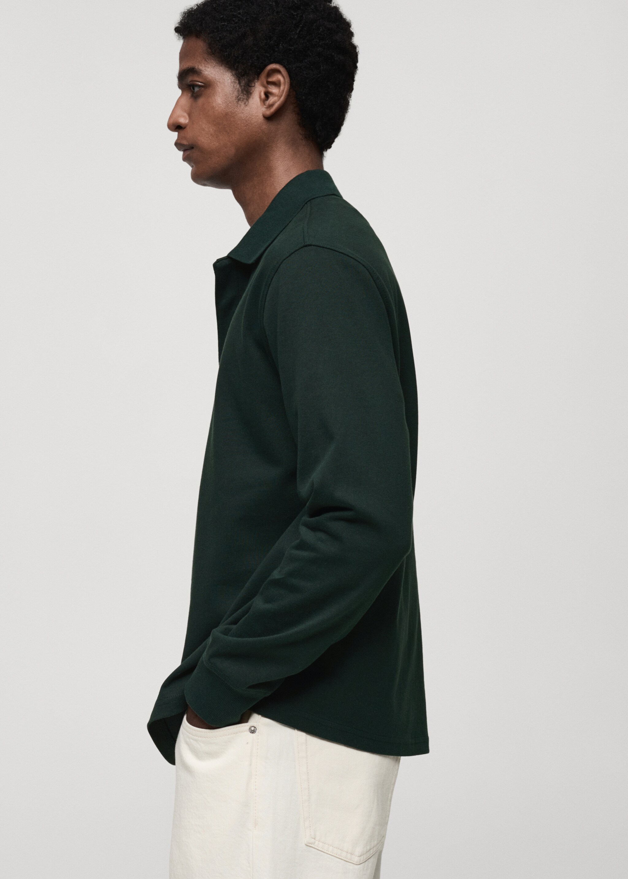 100% cotton polo sweatshirt - Details of the article 2, Green. Ref: 87032892-00.