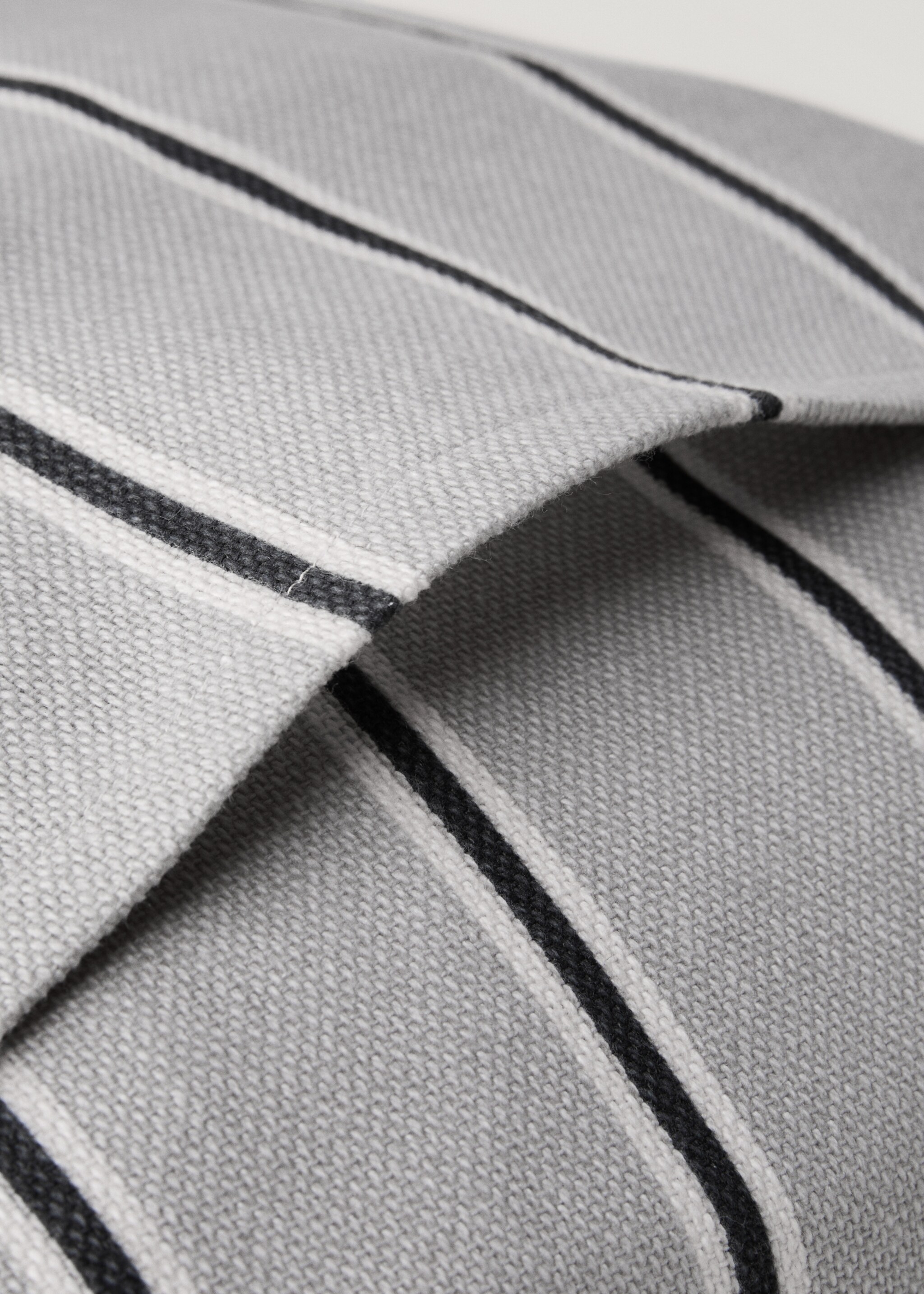 Fine-striped cushion cover with backstitch 45x45 cm - Details of the article 1, Light/Pastel Grey. Ref: 87032912-00.