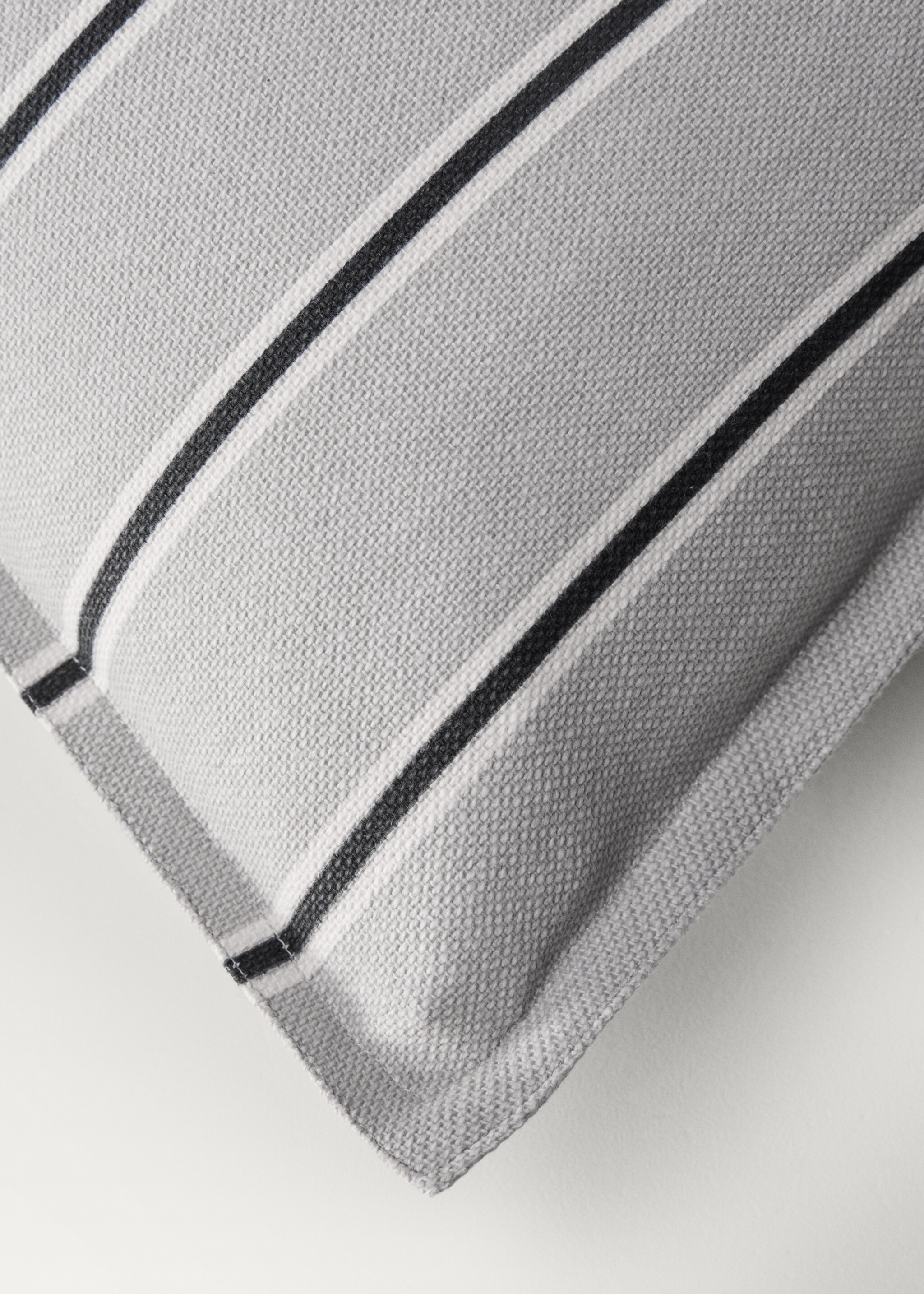 Fine-striped cushion cover with backstitch 45x45 cm - Details of the article 2, Light/Pastel Grey. Ref: 87032912-00.