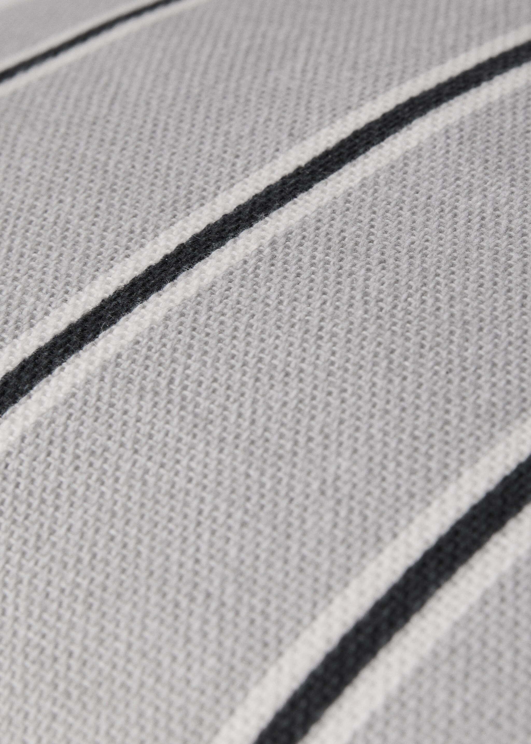 Fine-striped cushion cover with backstitch 45x45 cm - Details of the article 3, Light/Pastel Grey. Ref: 87032912-00.