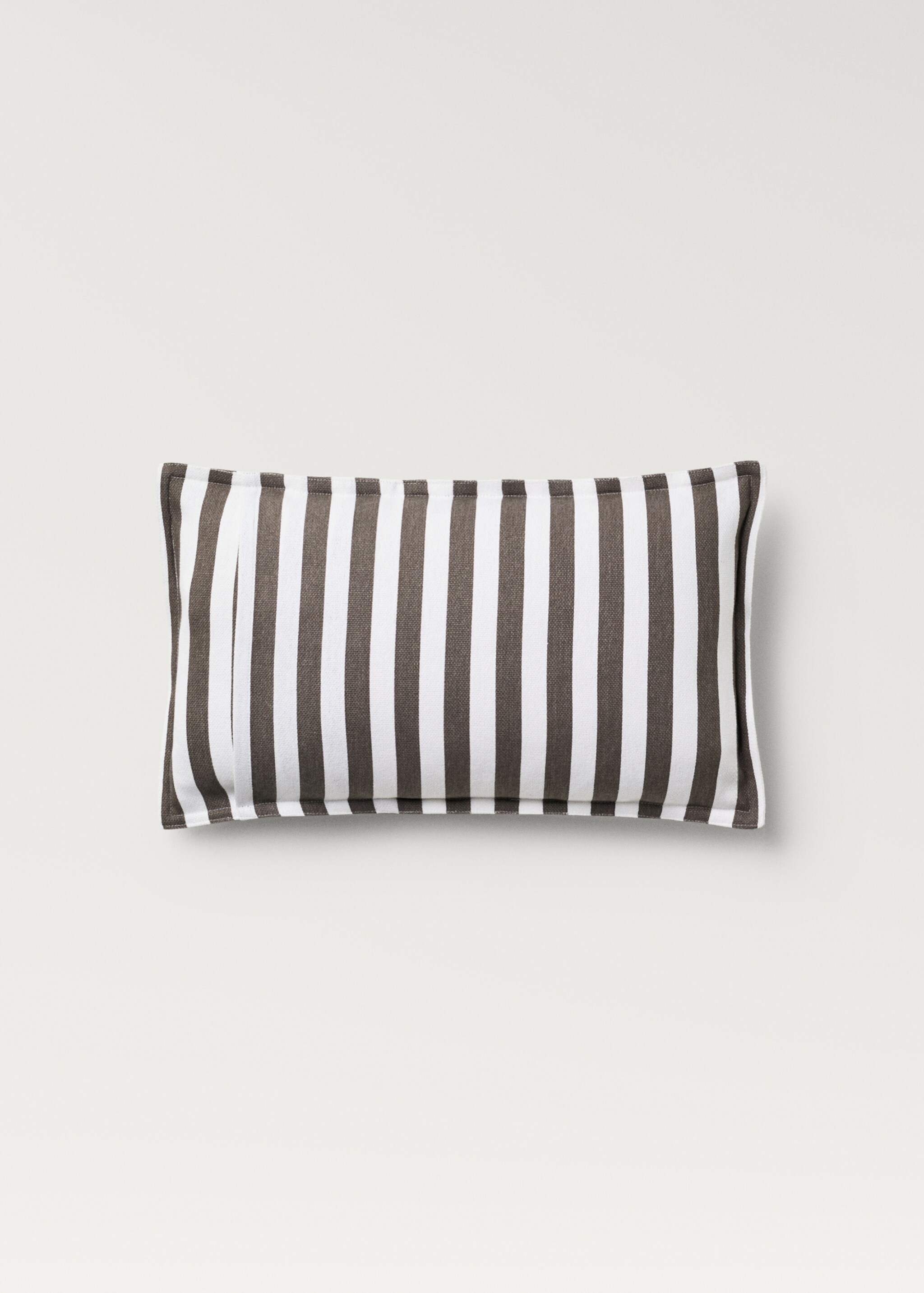 Stripe-print cushion cover 30x50 cm - Details of the article 1, Medium Brown. Ref: 87032913-00.