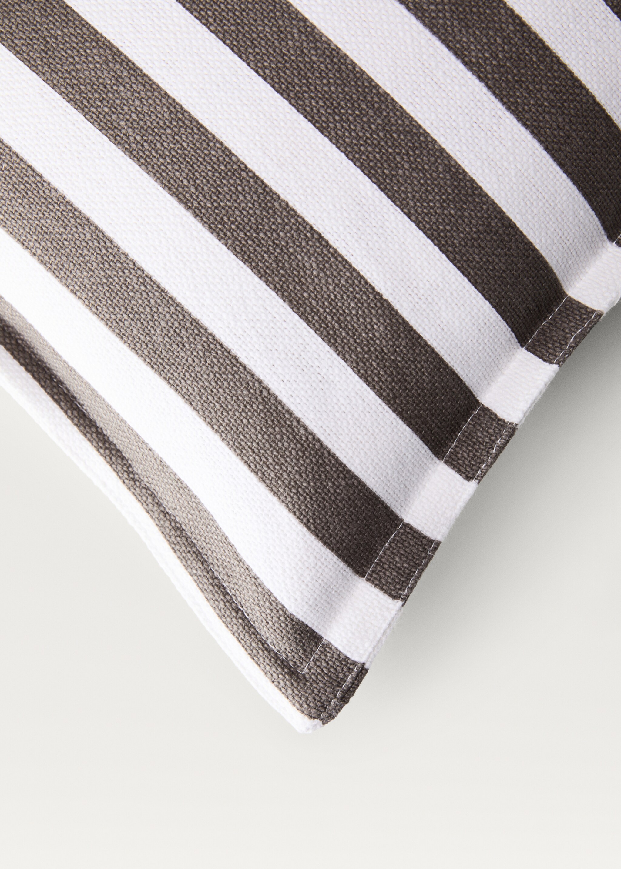 Stripe-print cushion cover 30x50 cm - Details of the article 3, Medium Brown. Ref: 87032913-00.