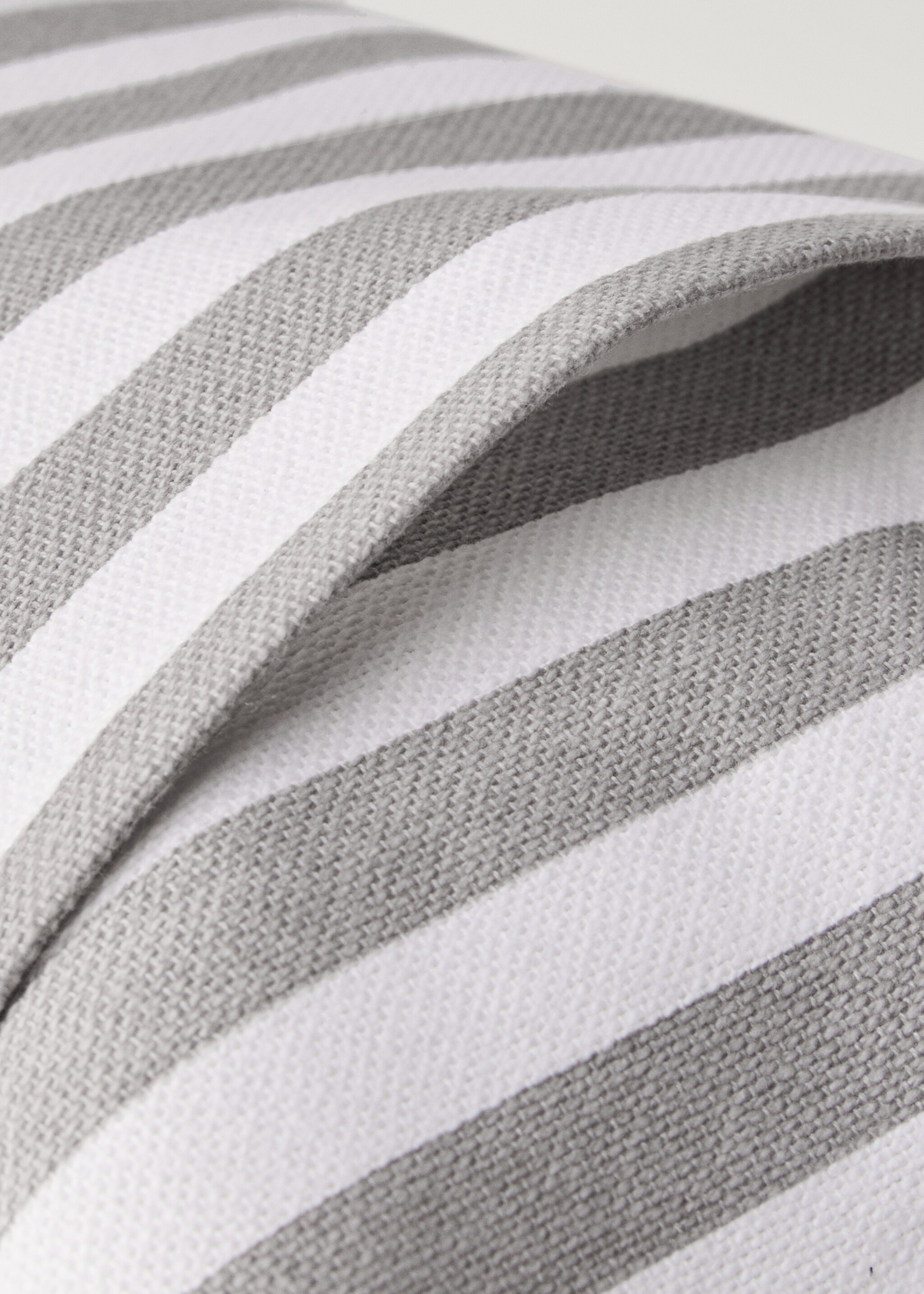 Stripe-print cushion cover 30x50 cm - Details of the article 1, Light/Pastel Grey. Ref: 87032913-00.