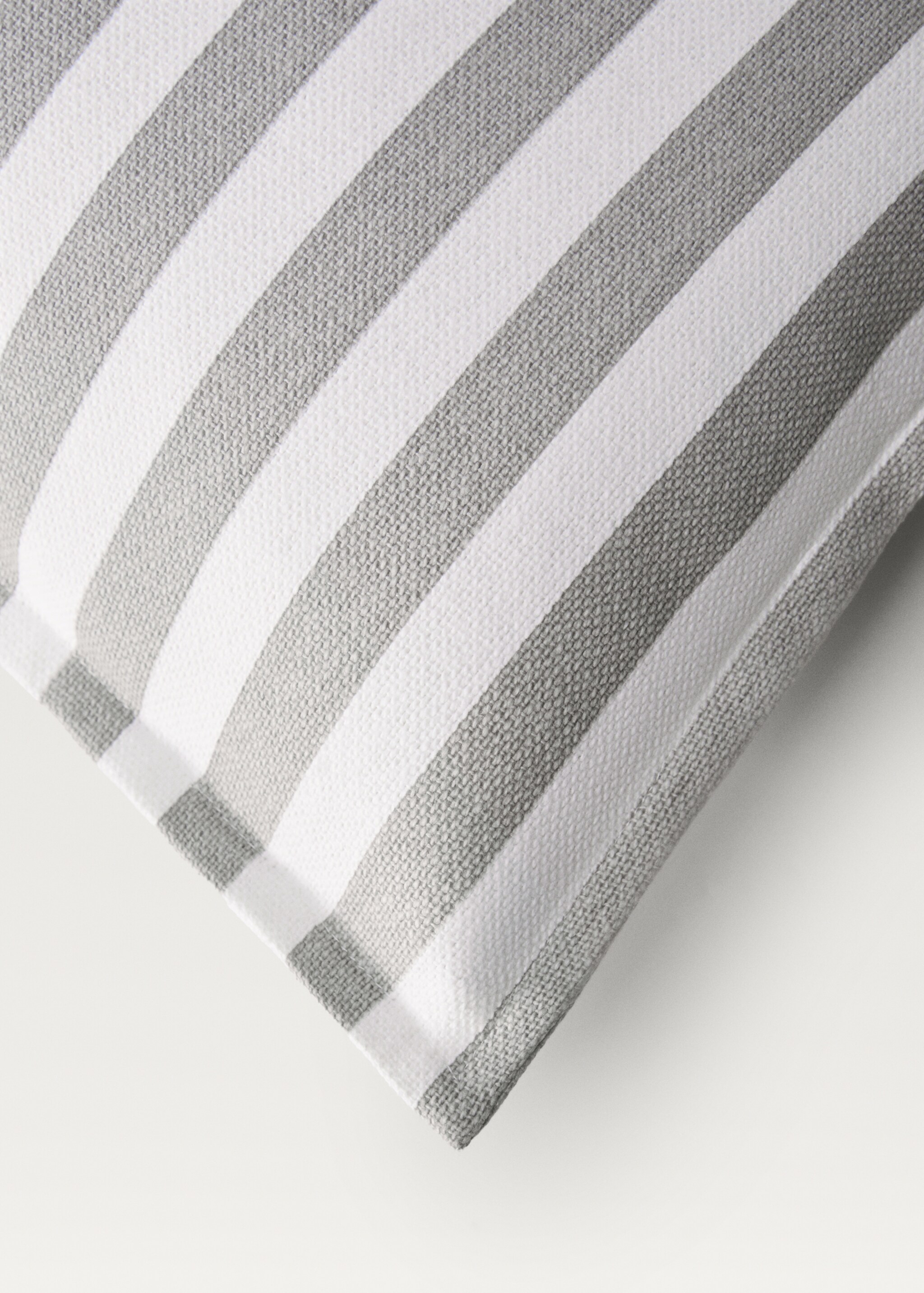 Stripe-print cushion cover 30x50 cm - Details of the article 2, Light/Pastel Grey. Ref: 87032913-00.