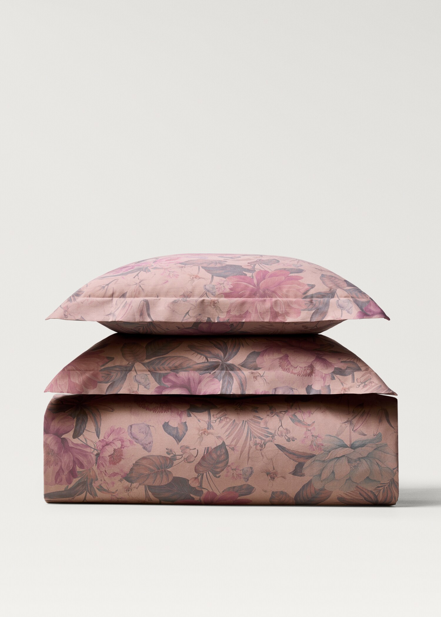 Bettbezug aus Baumwollperkal mit mehrfarbigem Blumenmuster für Bett 90 cm - Artikel ohne Model