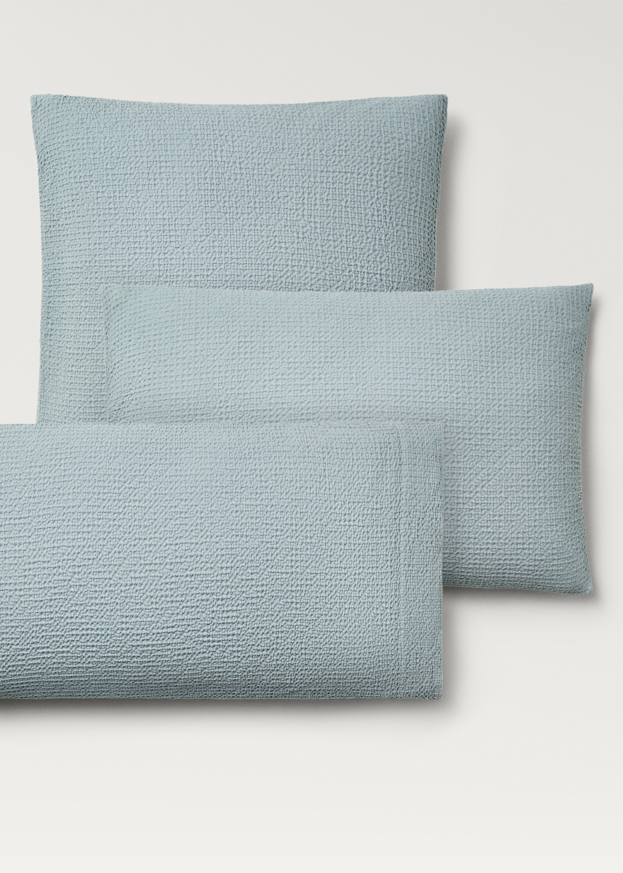 Two cotton waffle percale pillowcases 50x75 cm - Details of the article 4, Aqua Green. Ref: 87032929-00.