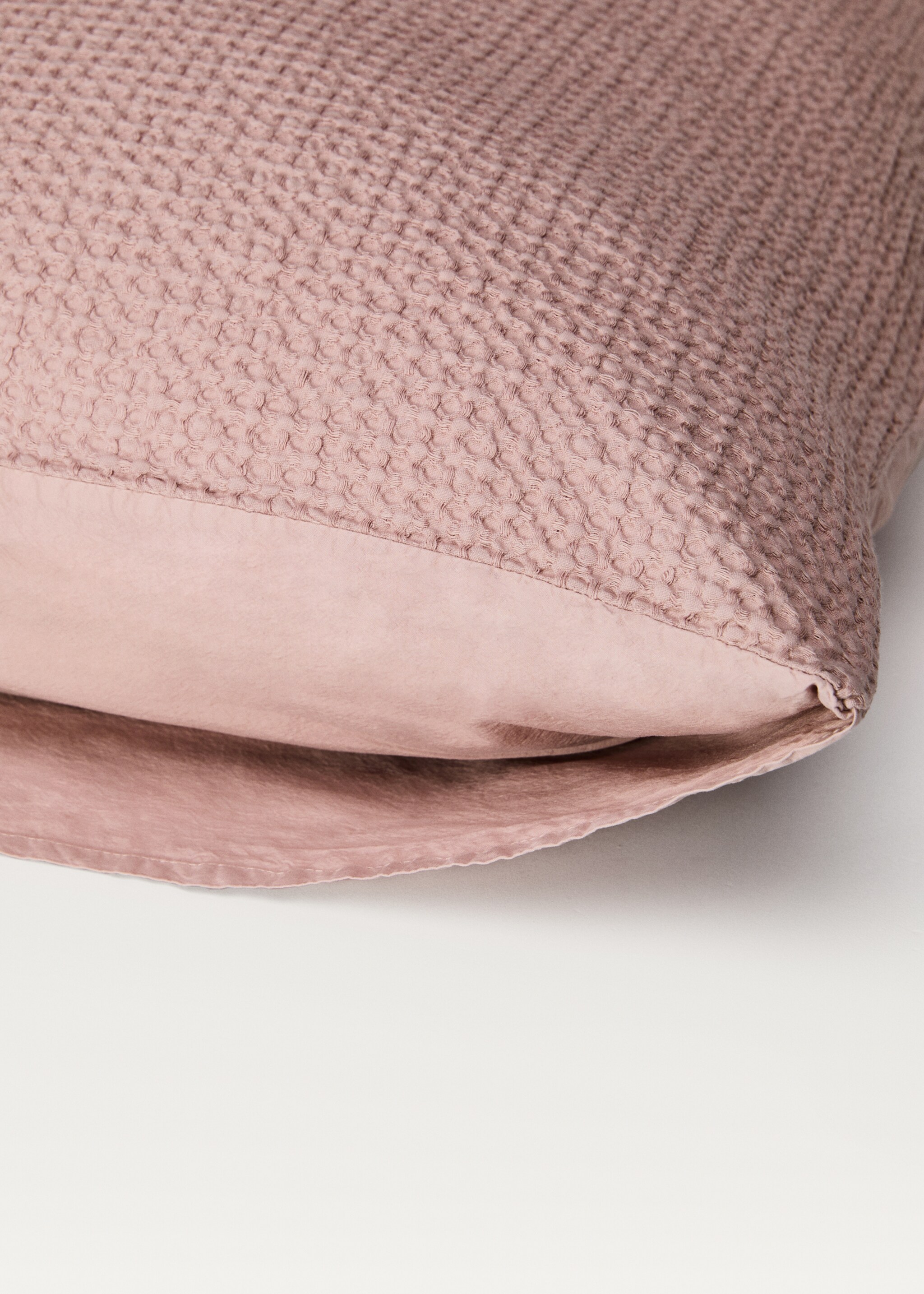 Dues fundes coixinera cotó percala waffle 50x75 cm - Detall de l'article 3, Rosa. Ref: 87032929-00.