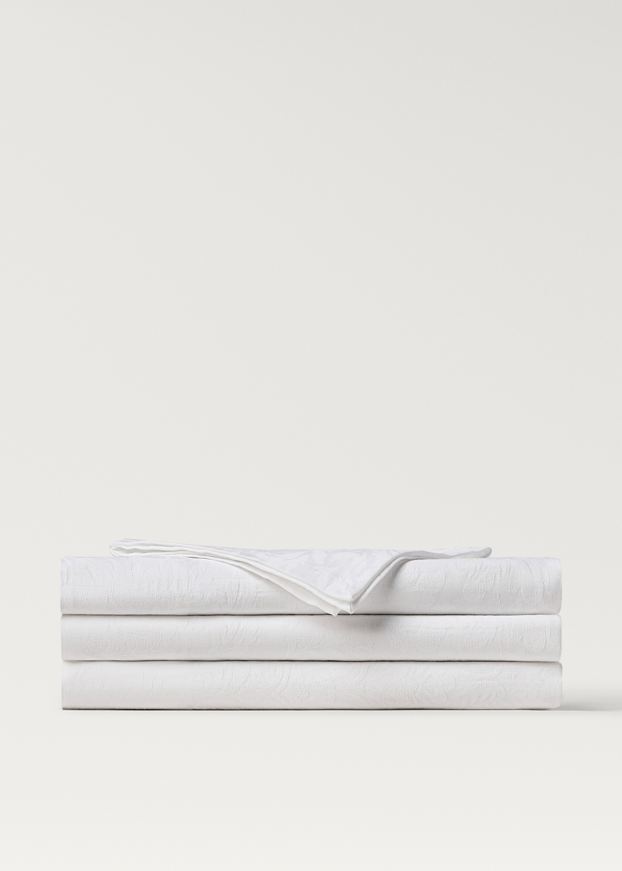 Nappe en coton jacquard fleuri pour 8 à 10 convives - Article sans modèle, Blanc. Ref: 87032961-00.