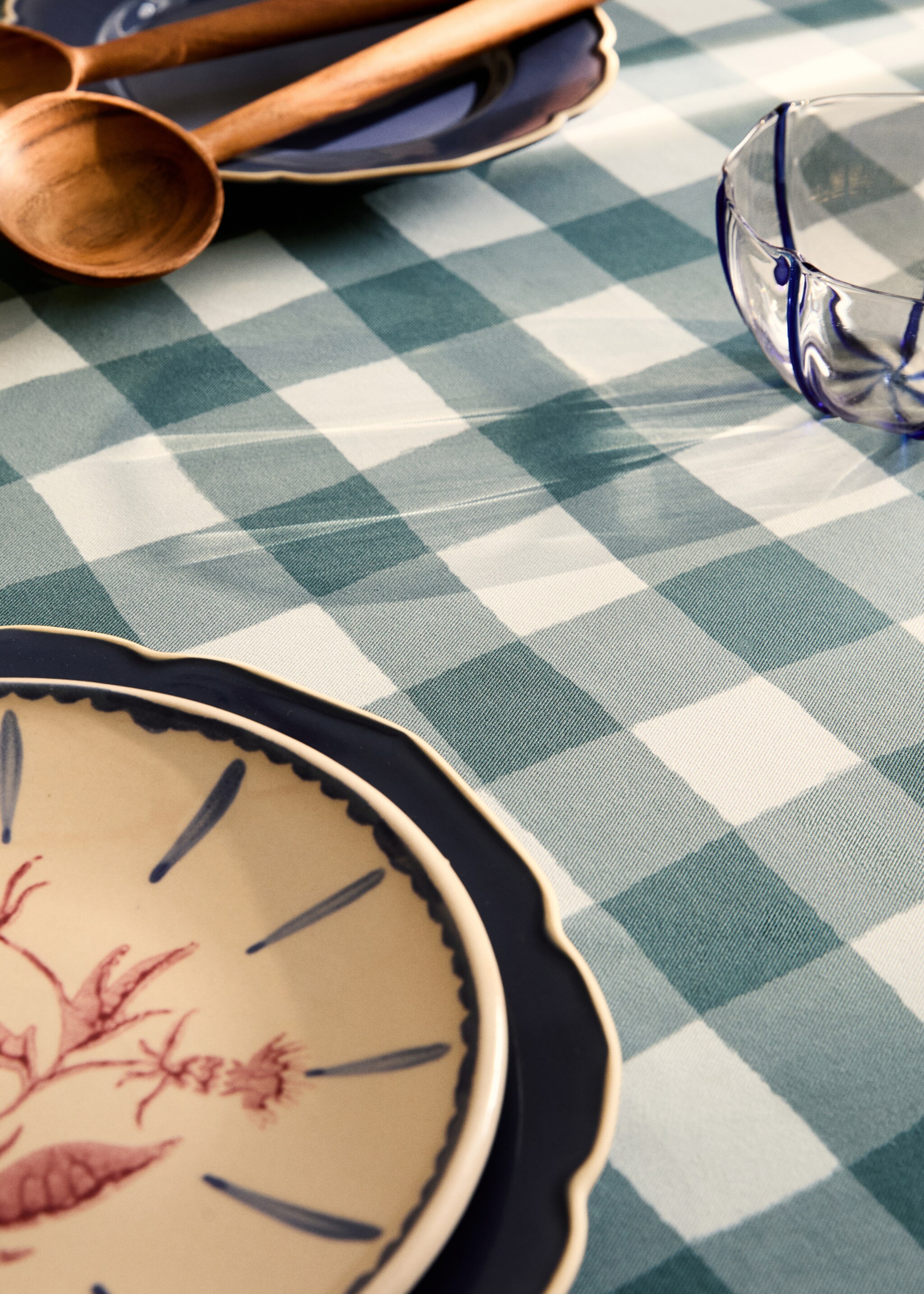 Estovalles cotó quadres 6 a 8 comensals - Detall de l'article 7, Verd menta. Ref: 87032972-00.