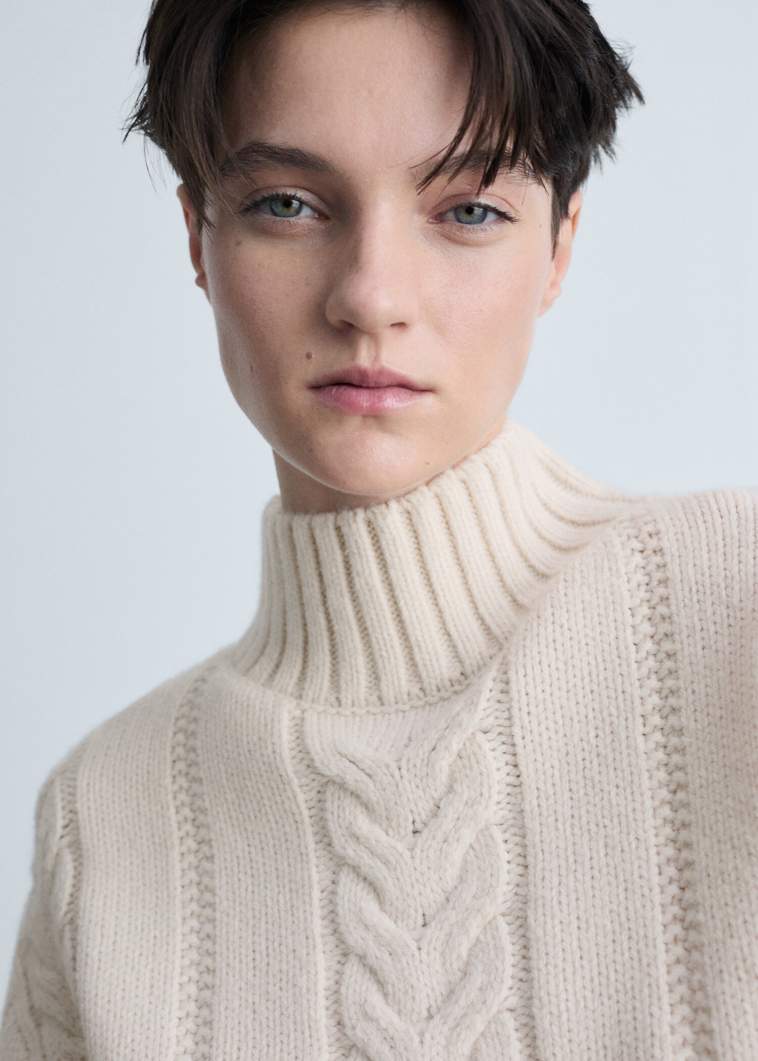 Braided sweater with perkins neck - Details of the article 1