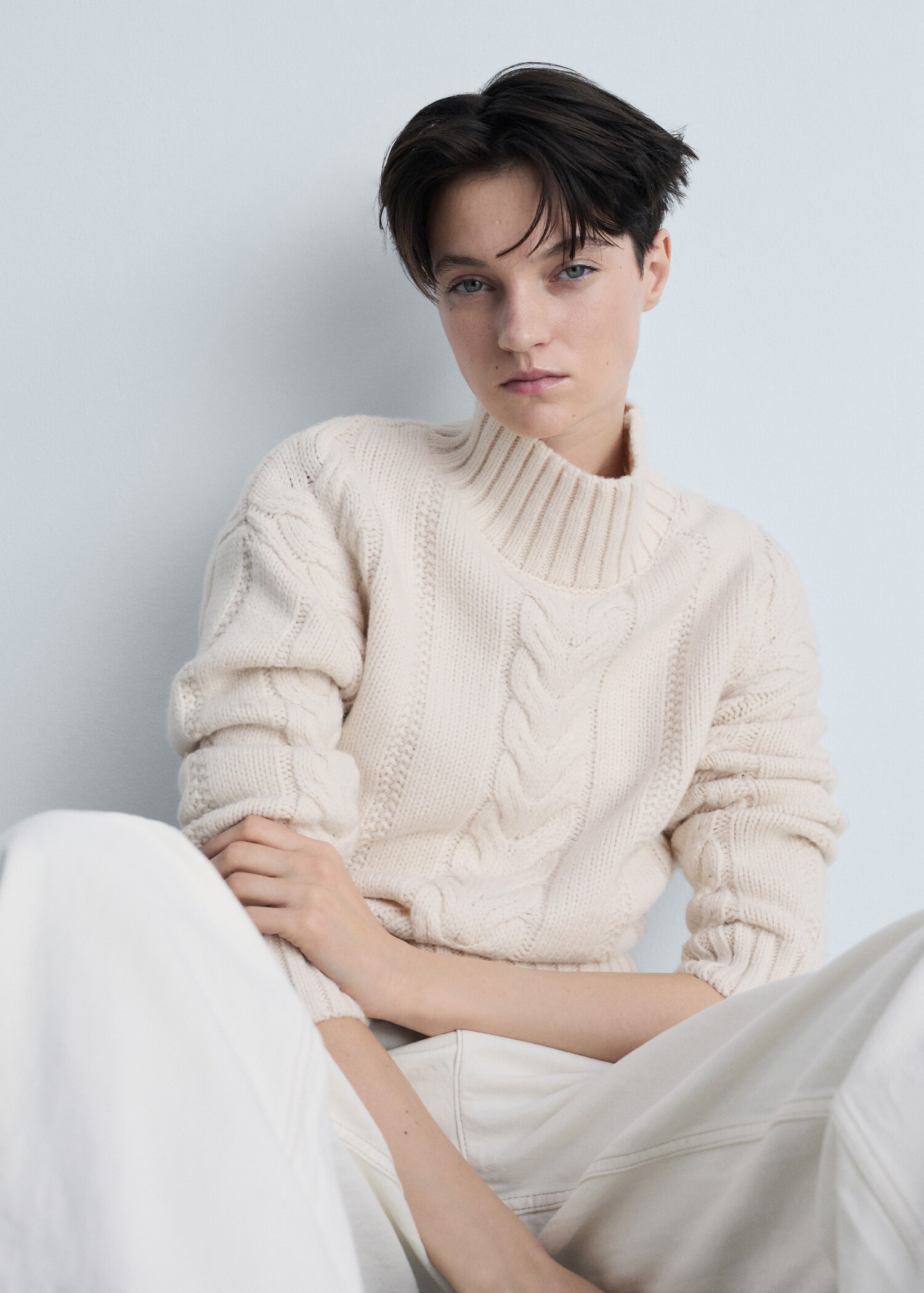 Braided sweater with perkins neck - Details of the article 2