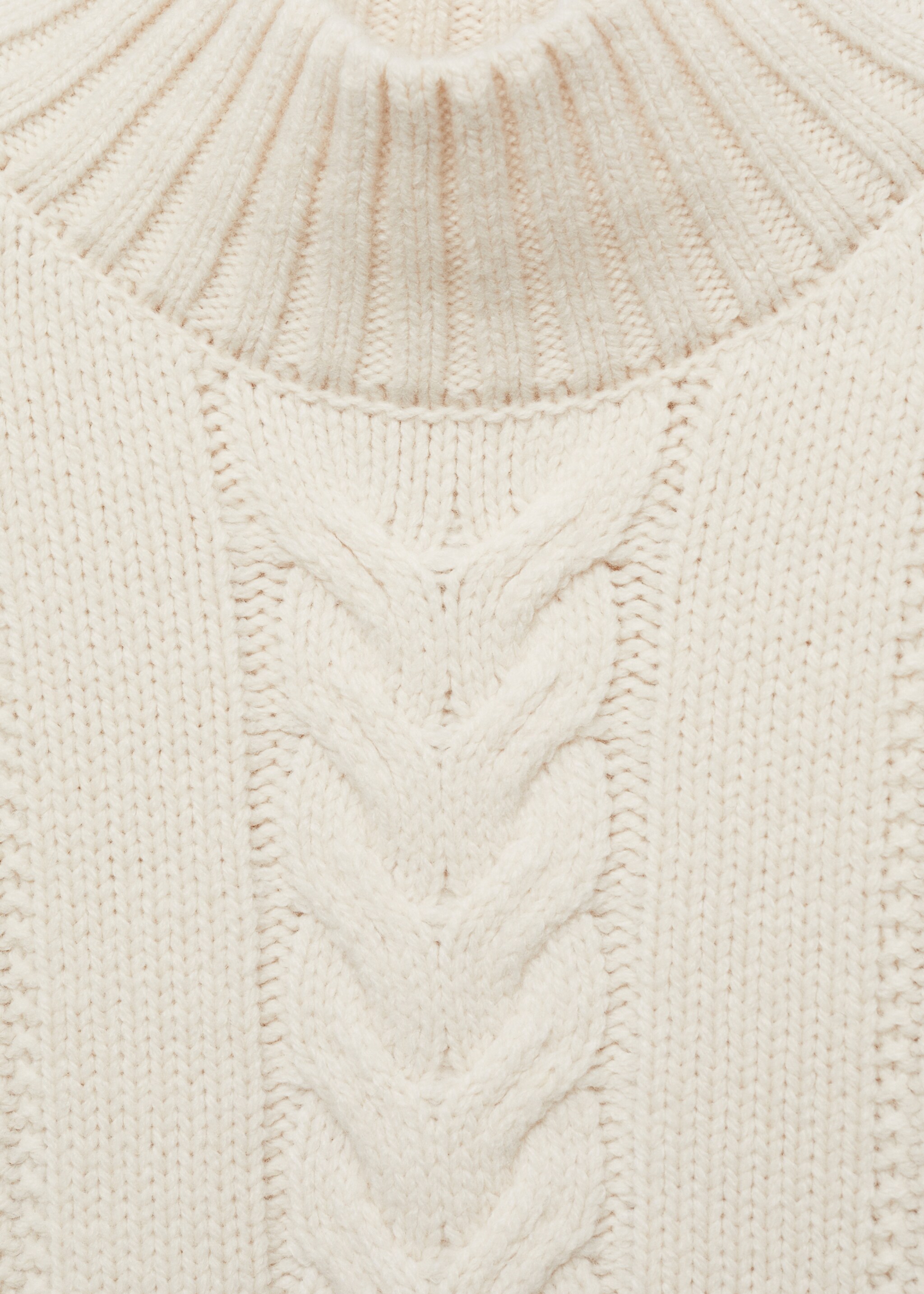 Braided sweater with perkins neck - Details of the article 8, Ecru. Ref: 87033272-00.