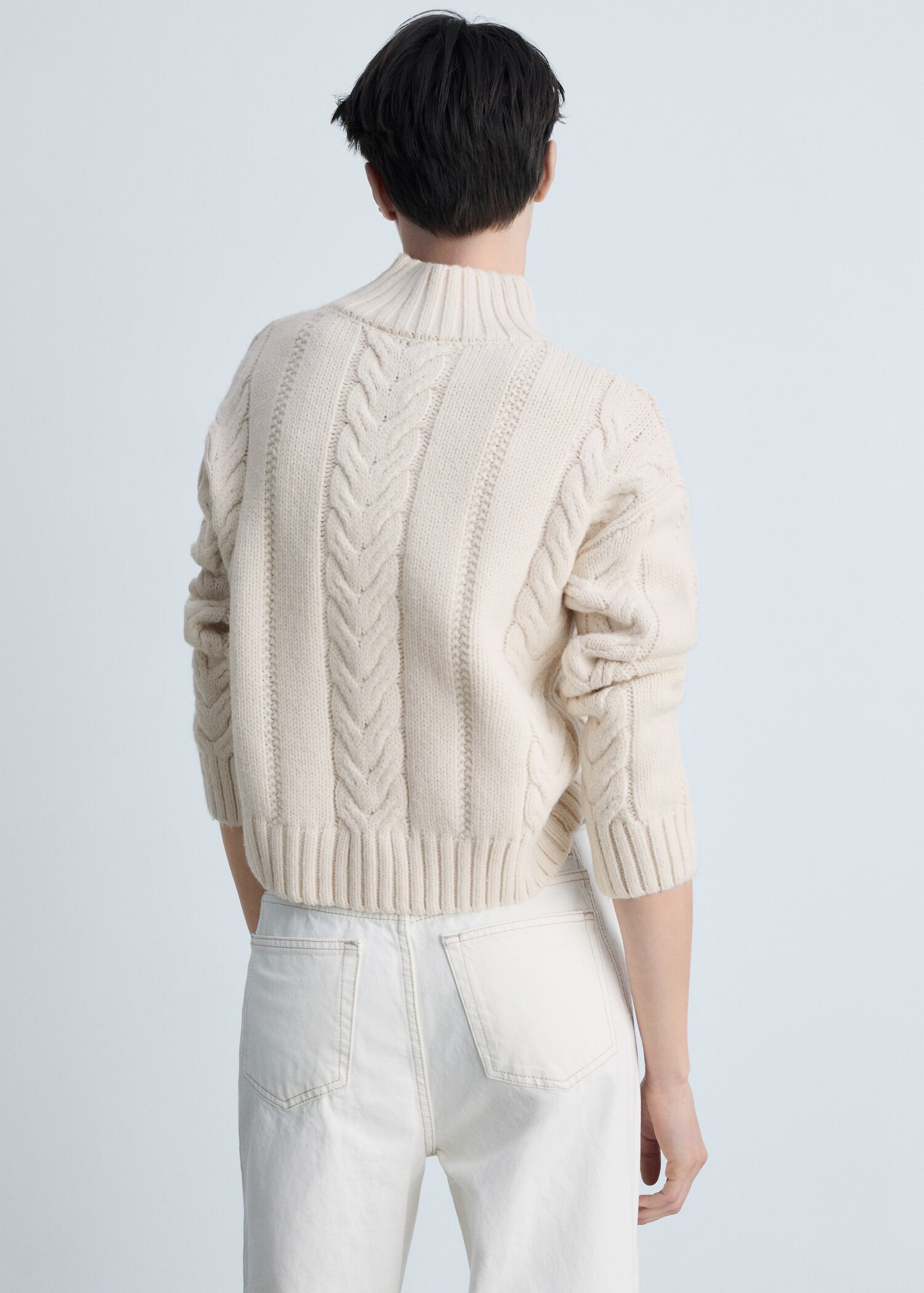 Braided sweater with perkins neck - Reverse of the article