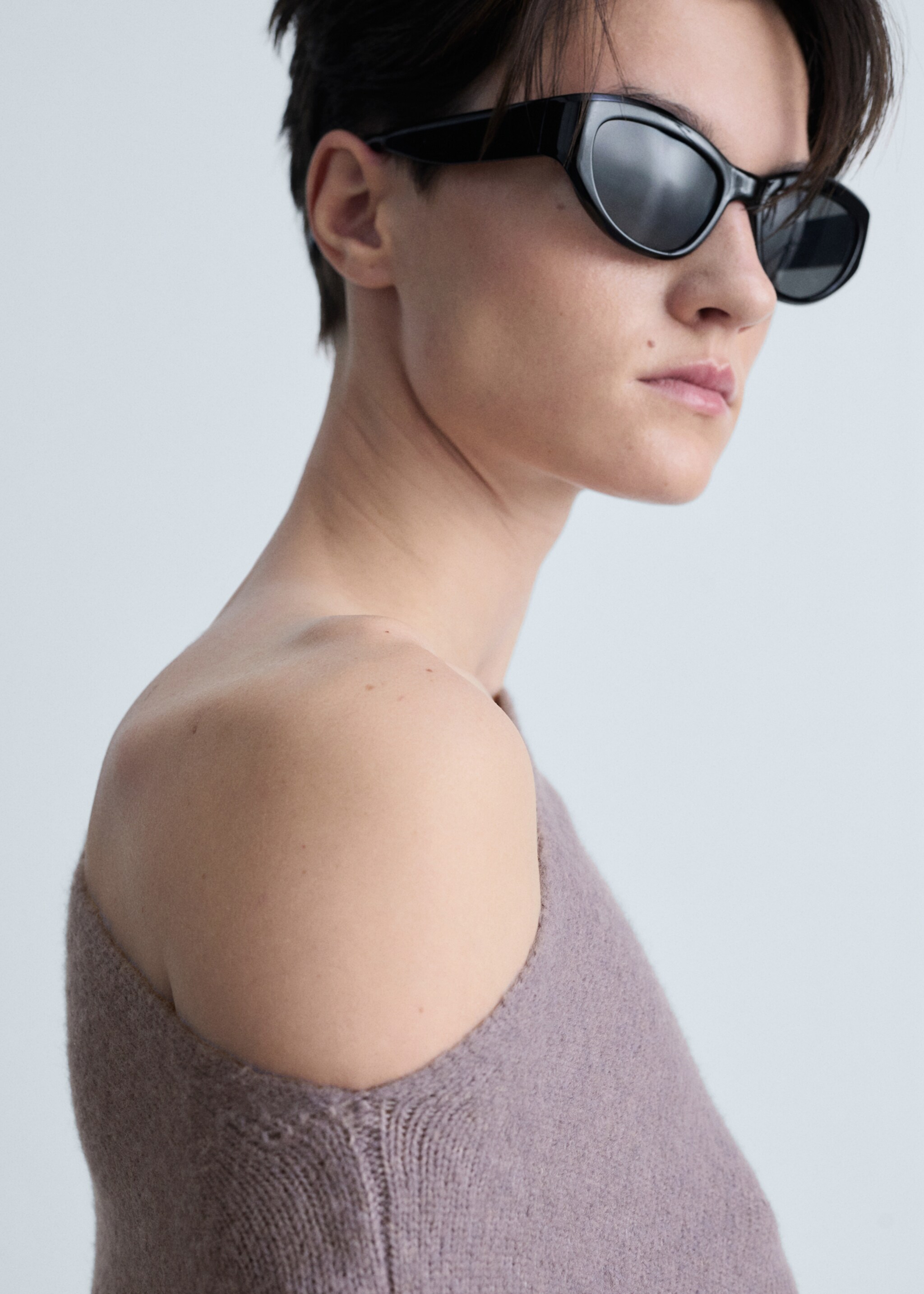 Asymmetrical wool-blend sweater - Details of the article 1, Light/Pastel Purple. Ref: 87033273-00.