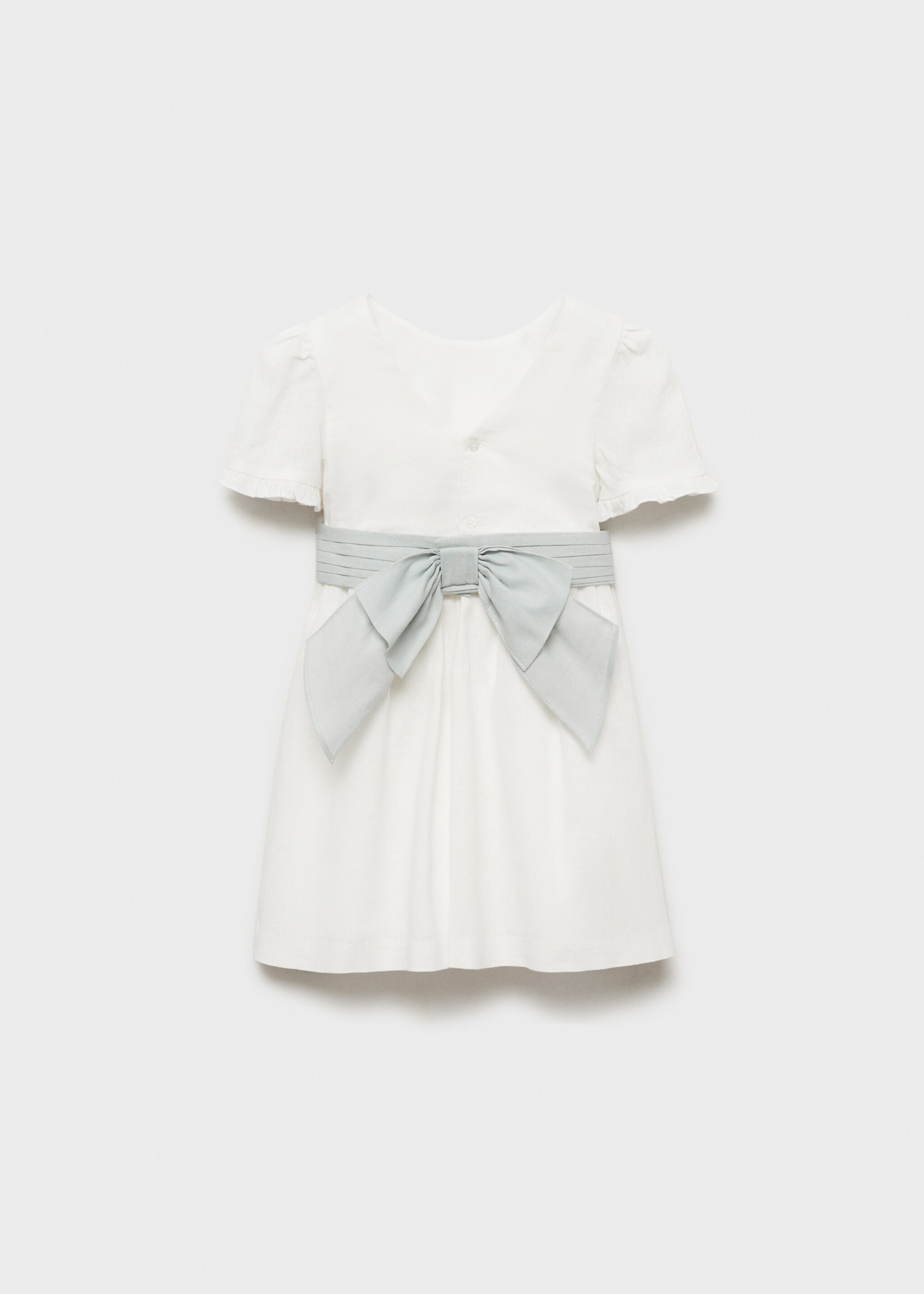 Bow linen-blend dress - Reverse of the article, White. Ref: 87033634-00.